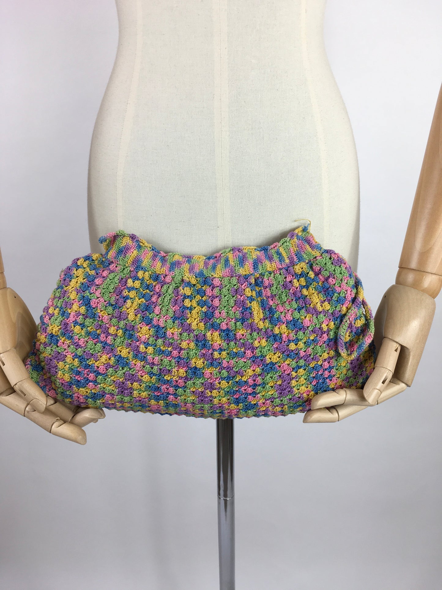 Original 1940’s Crochet Clutch Bag - In a Fabulous Rainbow Colour Pallet