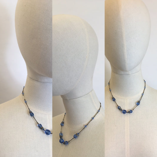 Original 1930’s Necklace - With Royal Blue Glass Beads