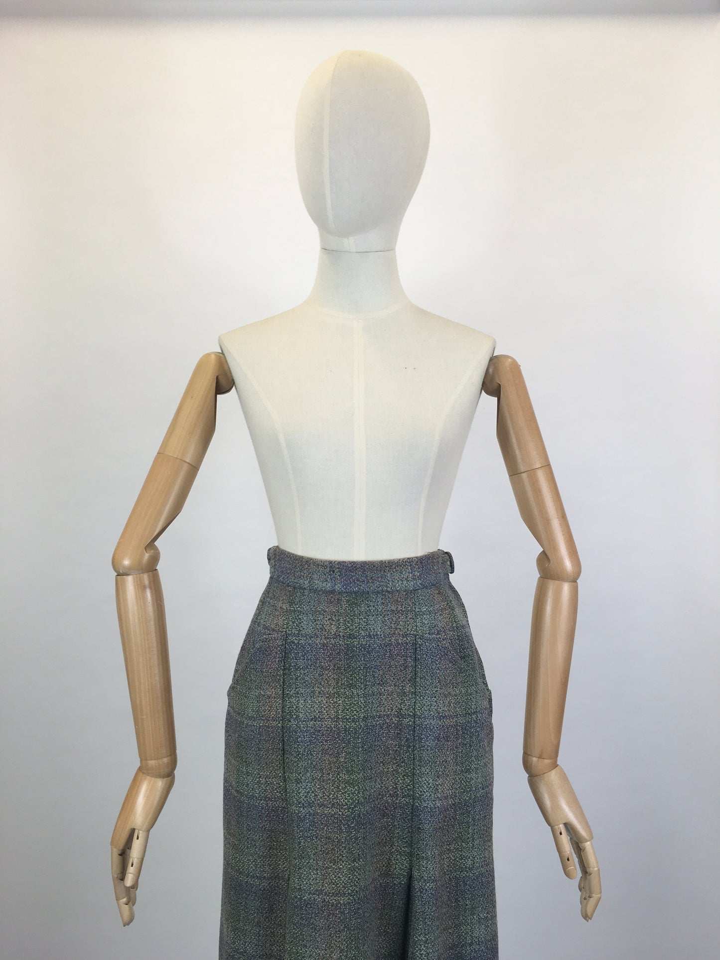 Original Late 1950’s Wool Skirt by ‘ Daks’ - In A Pink, Purple, Green & Blue Tweed