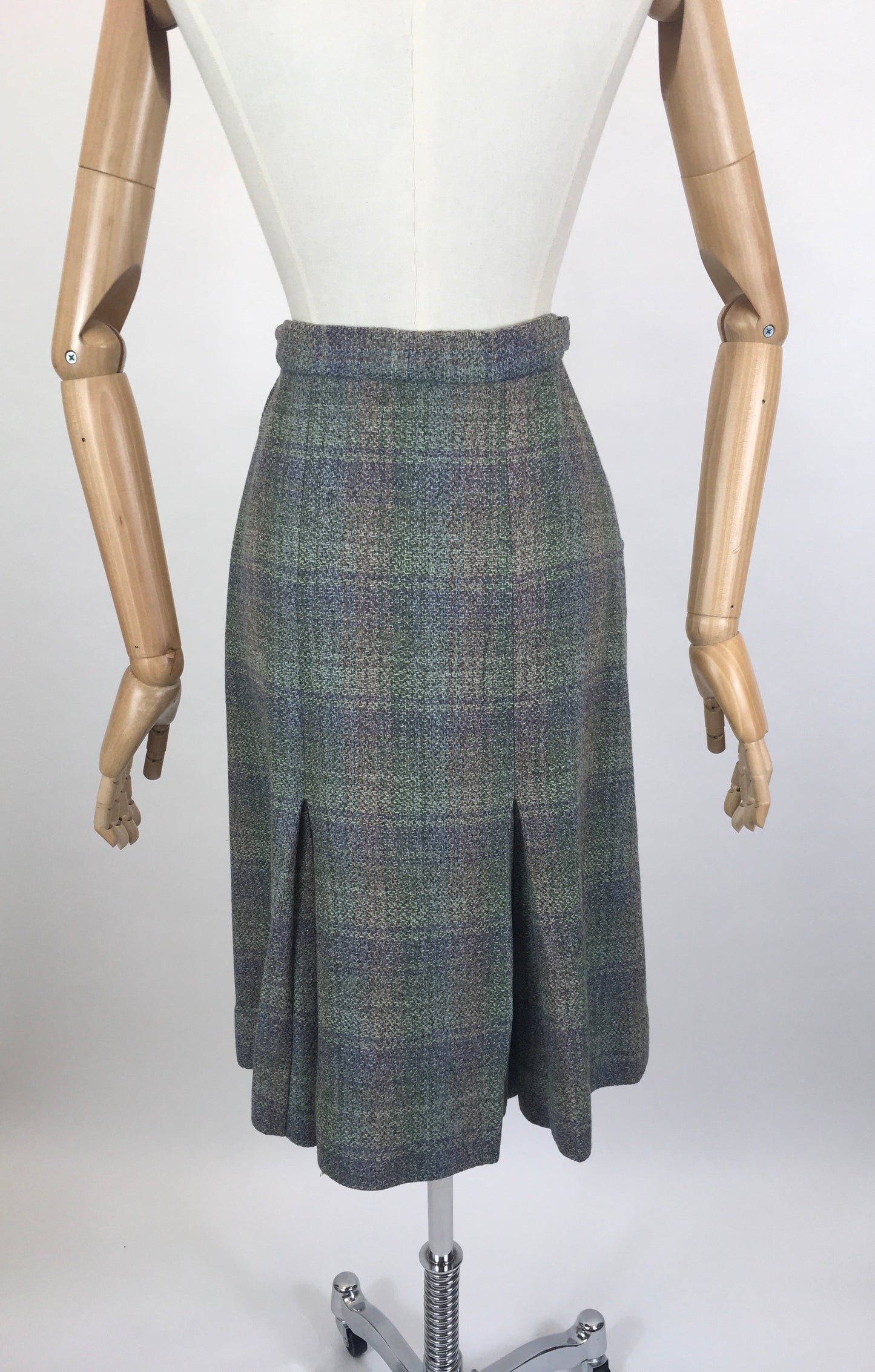 Original Late 1950’s Wool Skirt by ‘ Daks’ - In A Pink, Purple, Green & Blue Tweed