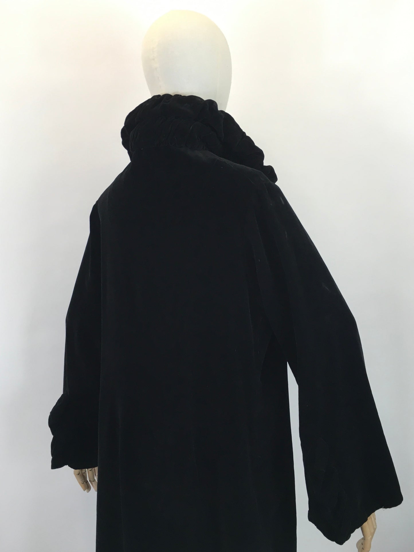 Original Early 1920's Sensational Opera Coat - In A Sumptuous Black Silk Velvet with Divine Collar