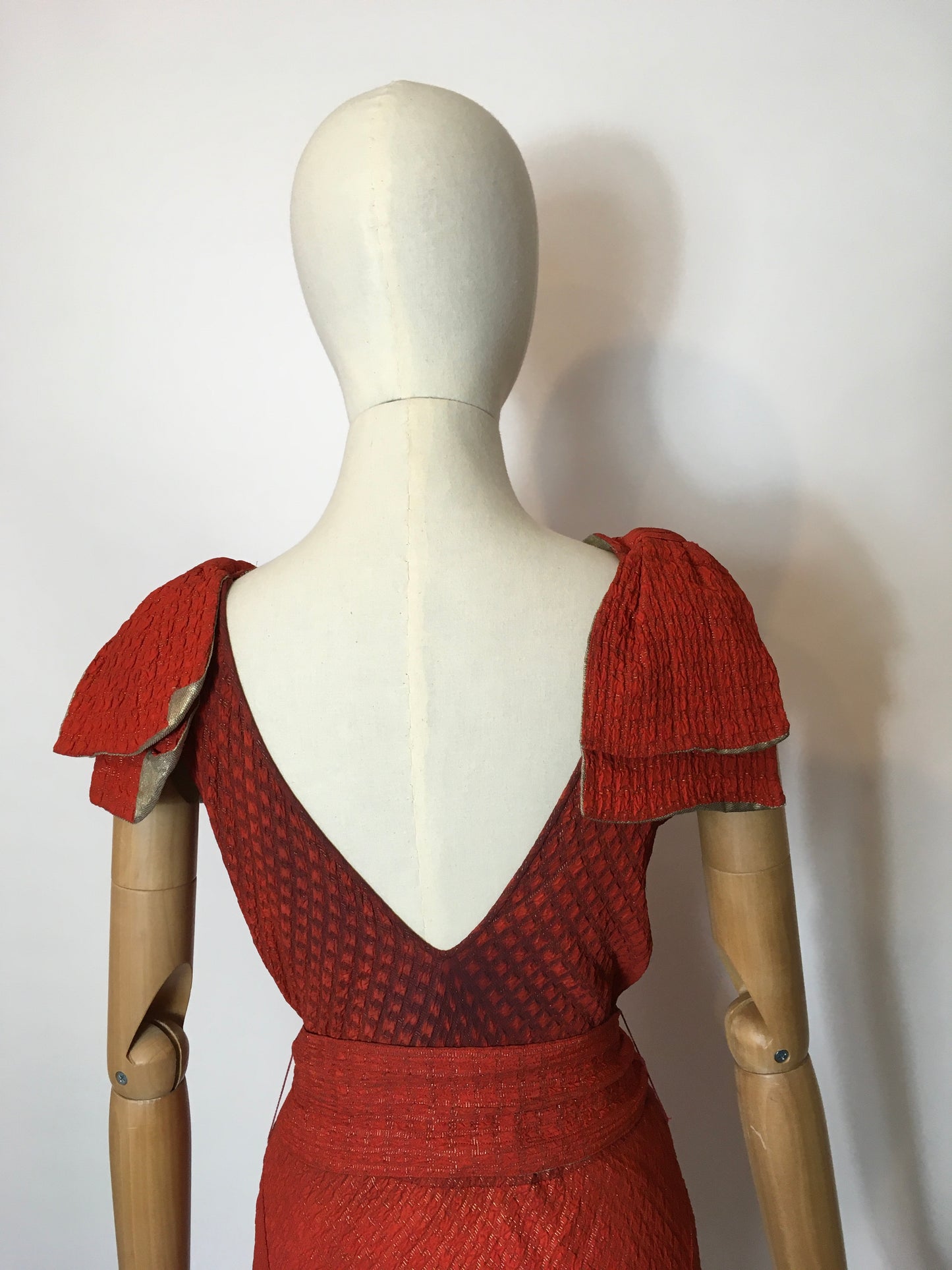Original 1930’s Stunning Rust and Lame Bias Cut Gown - Festival of Vintage Fashion Show Exclusive