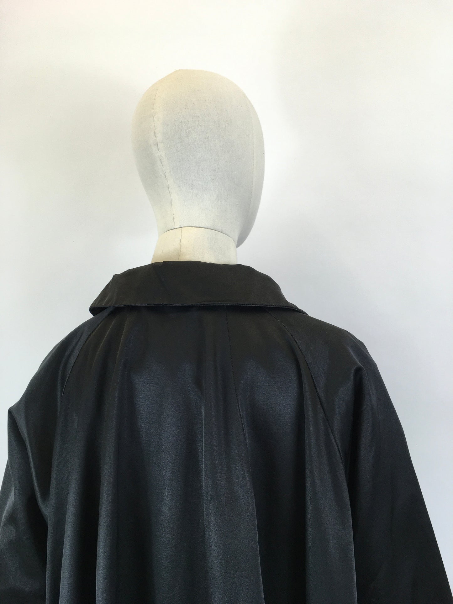 Original 1950’s Stunning Black Evening Coat - In A Lush Noir Sateen
