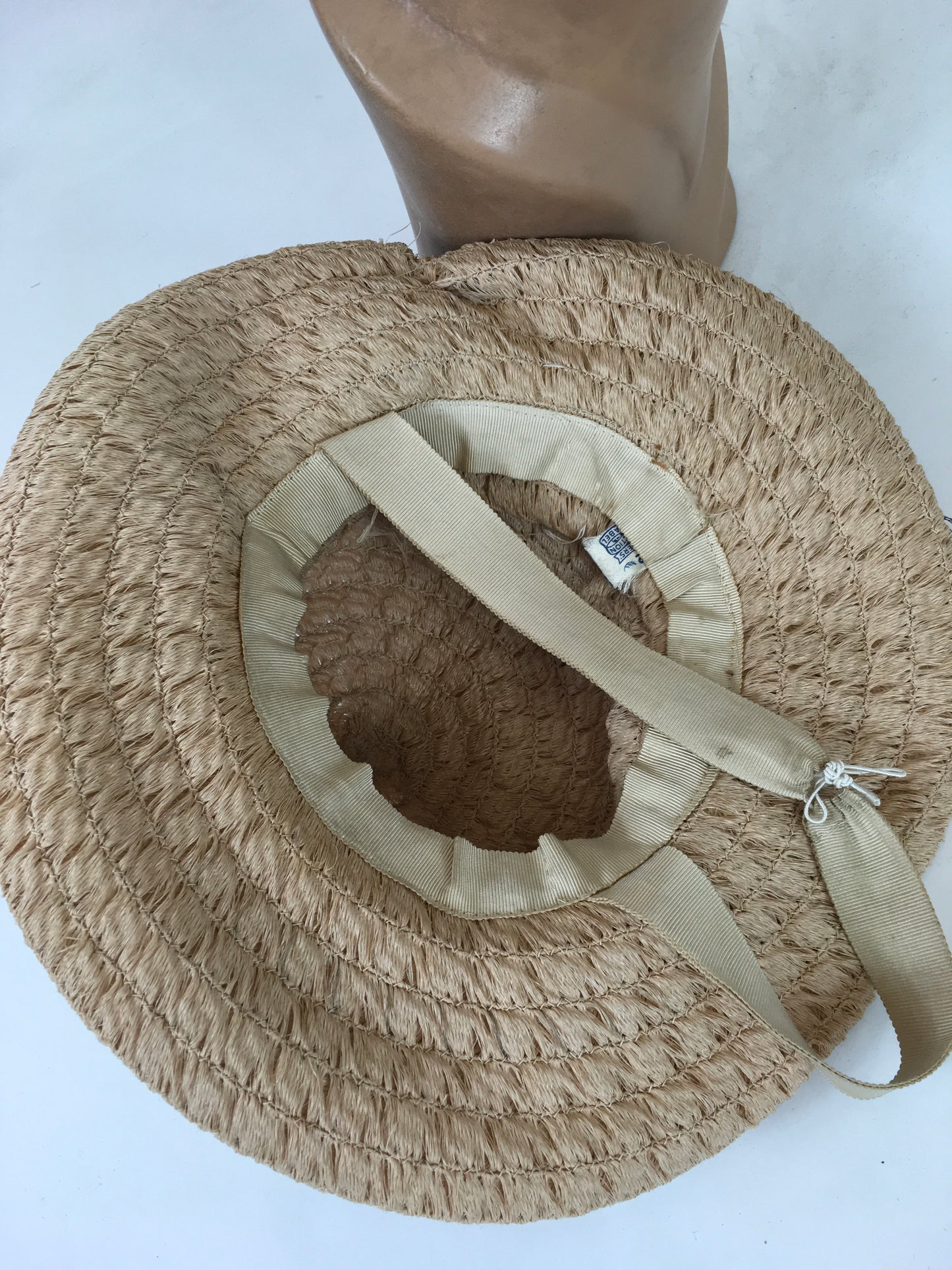 Original Late 1930's Darling Soft Raffia Hat - In A Pale Pink with Velvet Millinery and Deep Lavender Veiling