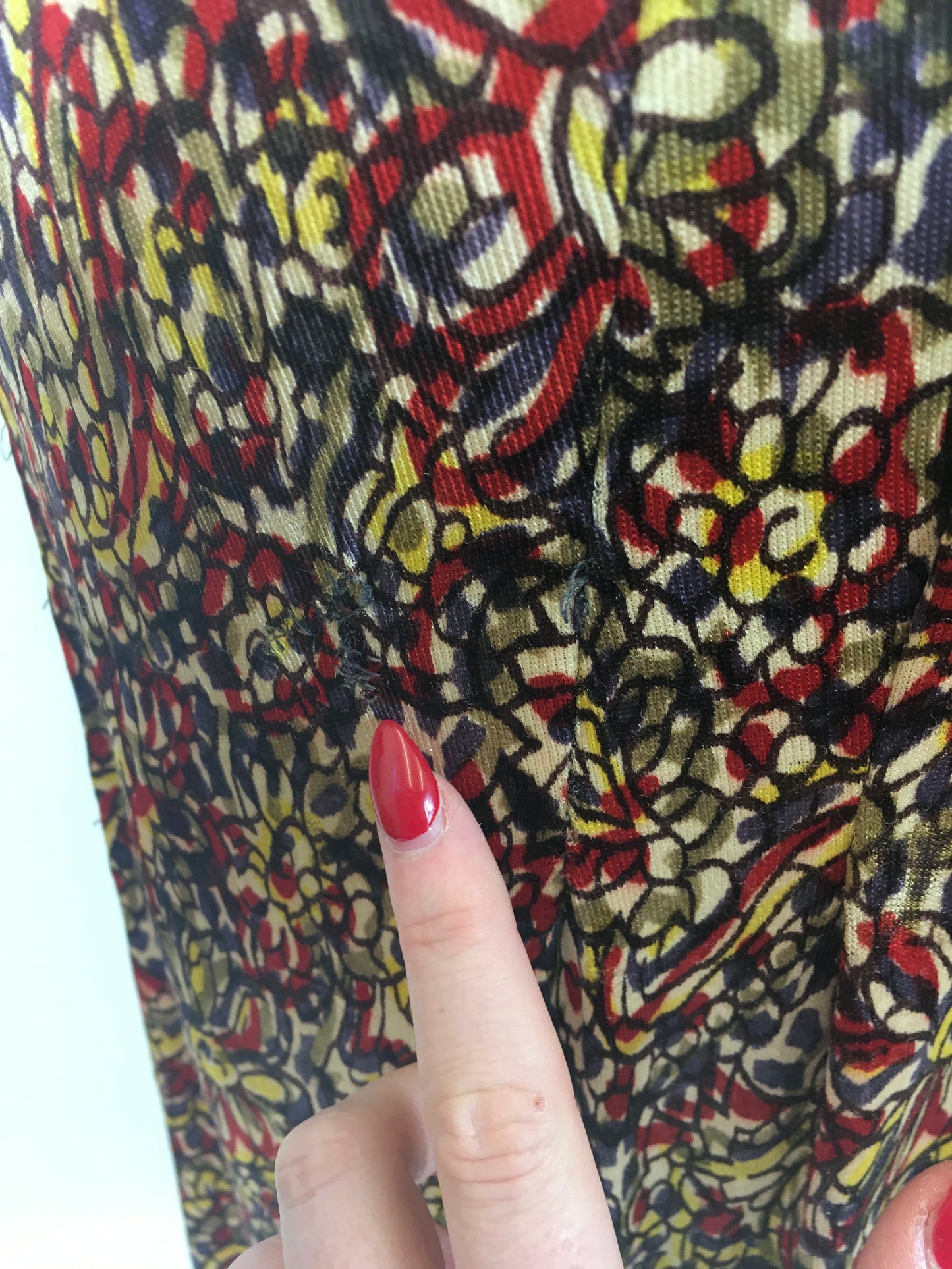 Original 1940’s STUNNING Rayon Jersey Dress AS IS - In Reds, Purples, Yellows & Navy