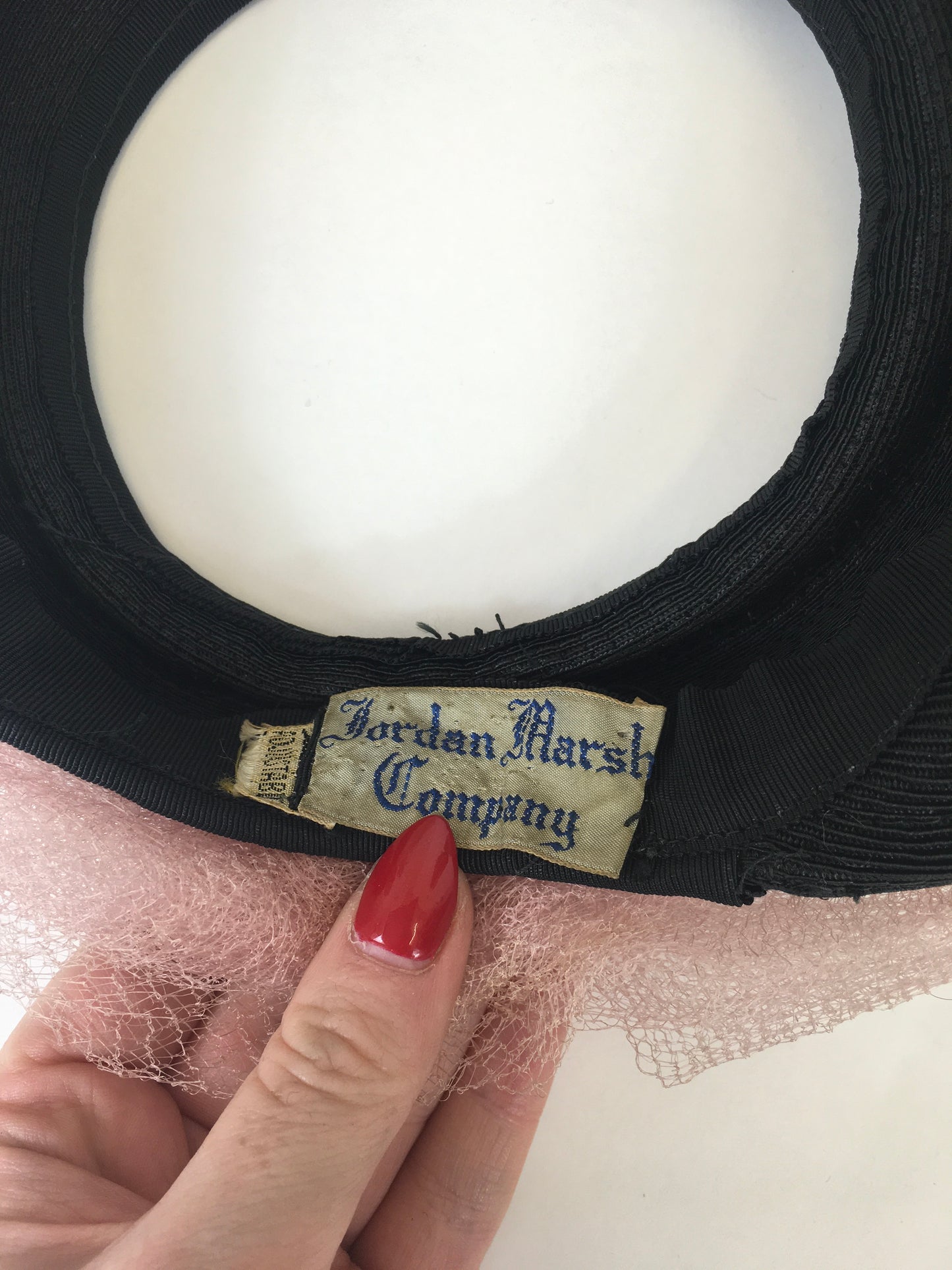 Original 1930's / 1940's Open Crown Hat - In Black with Original Floral Velvet Millinery Adornments