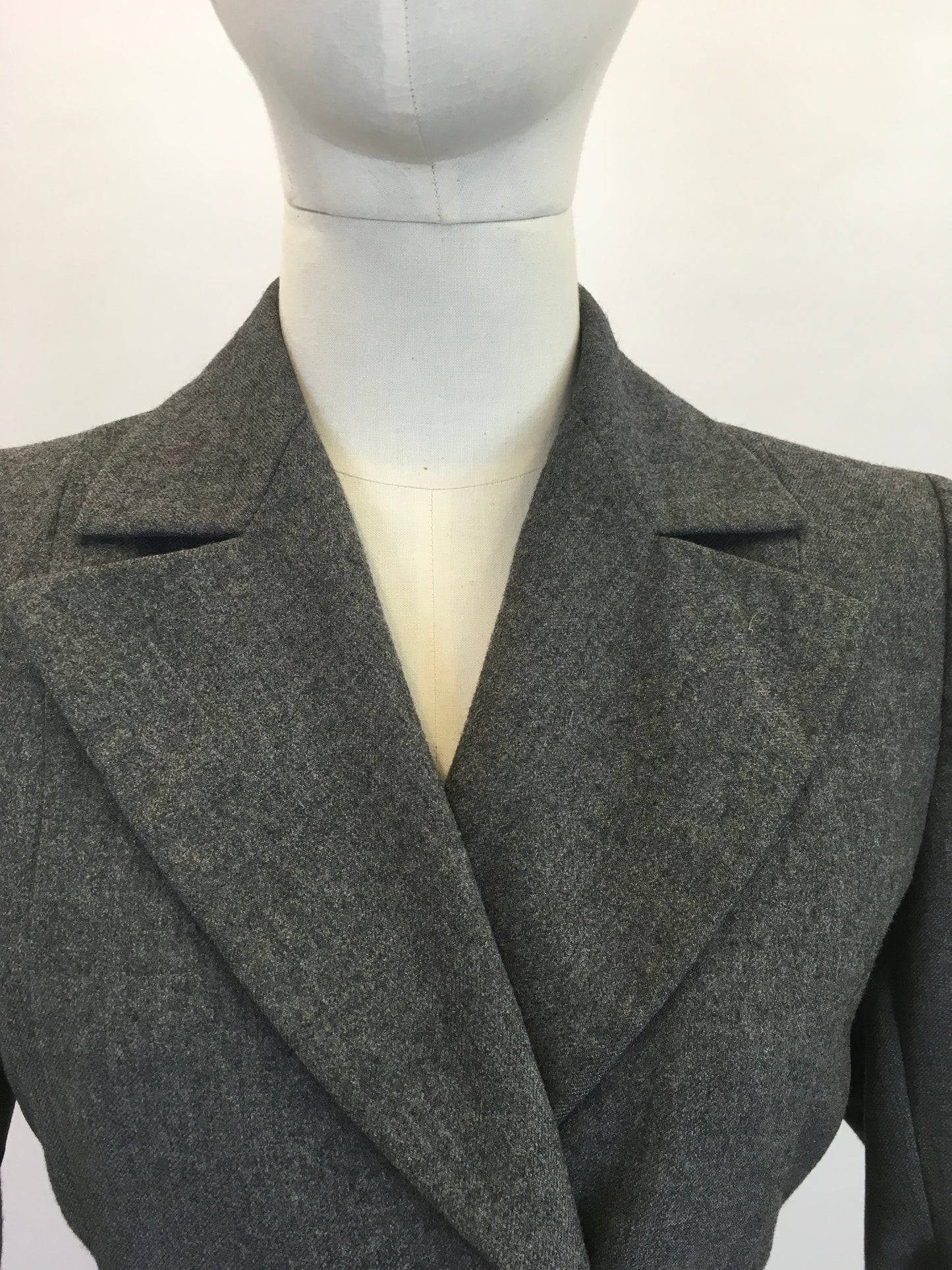 Original 1940's Fabulous Wartime Coat - In A Dark Charcoal Grey With Beautiful Details