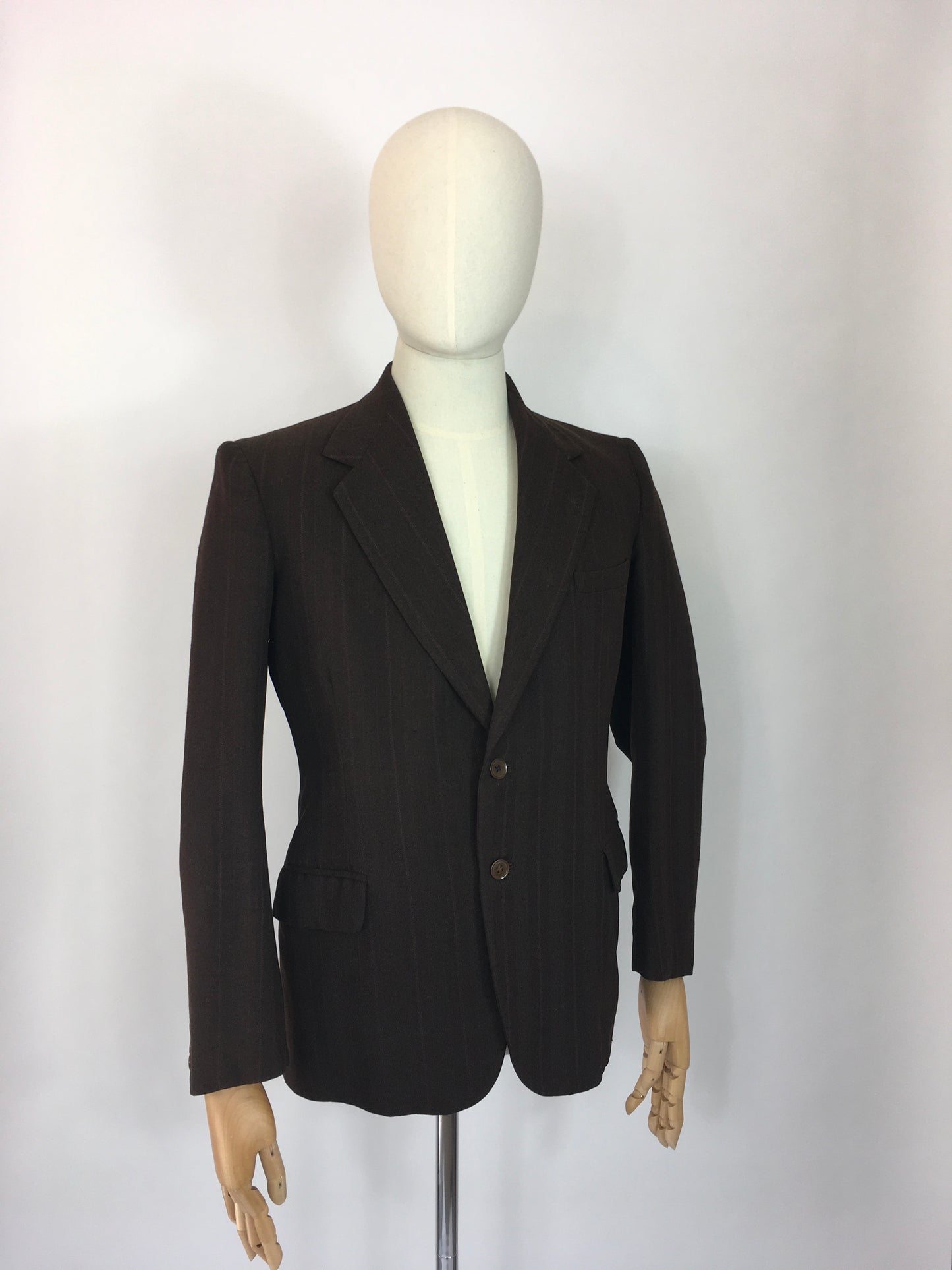 Original 1940’s CC41 Montague Burton Jacket - In a Lovely Brown with Orange and Pink Pinstripe