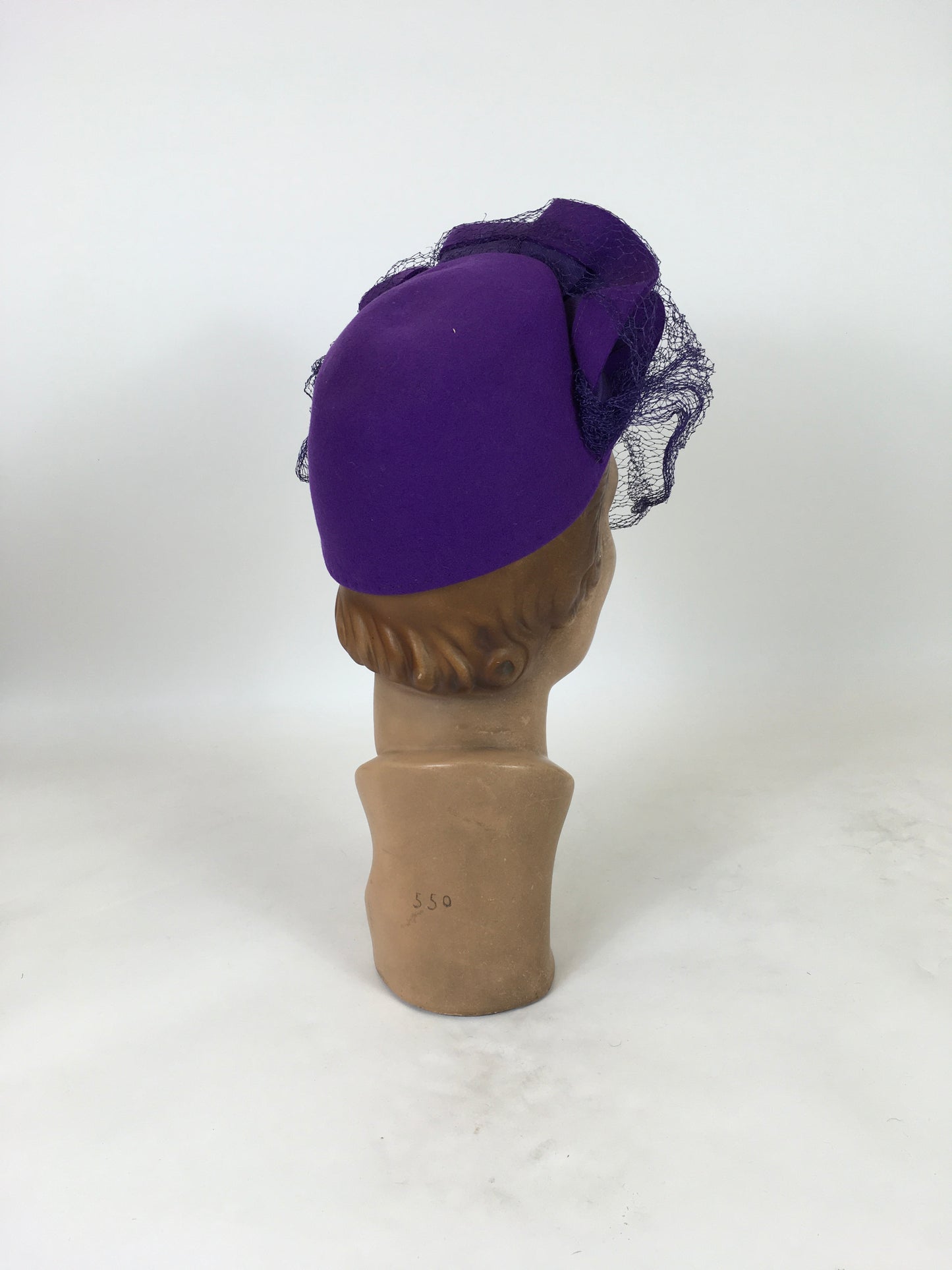 Original 1940's Exquisite 'New York Creations' Hat - In Cadburys Rich Purple