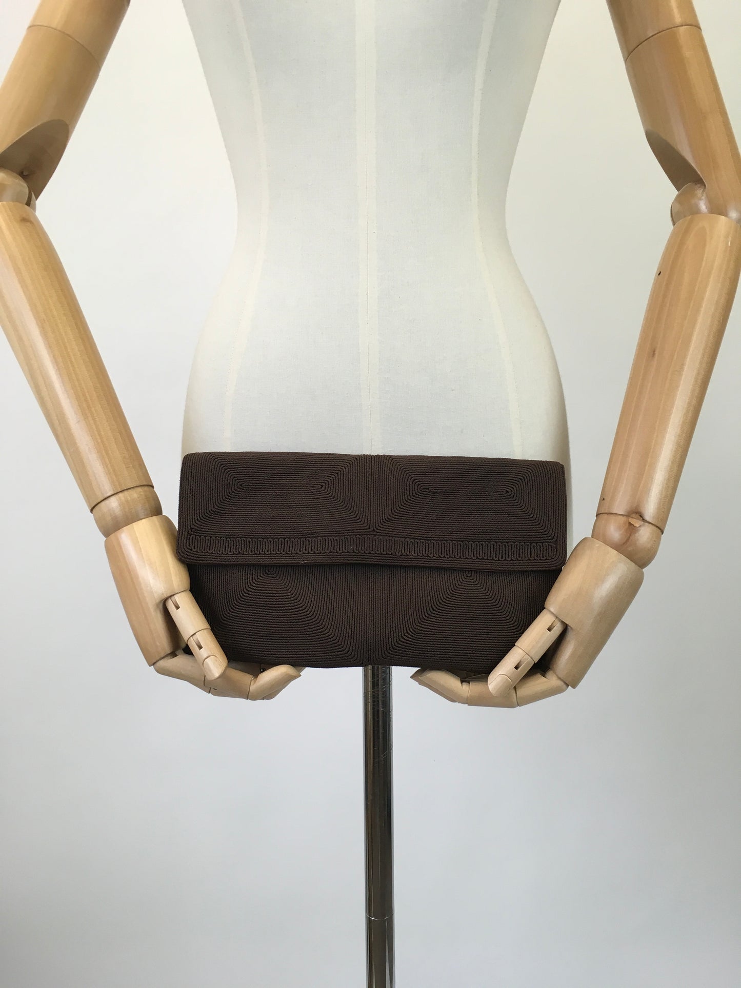 Original 1940's Darling Corde Clutch Handbag - In A Warm Chocolate Brown