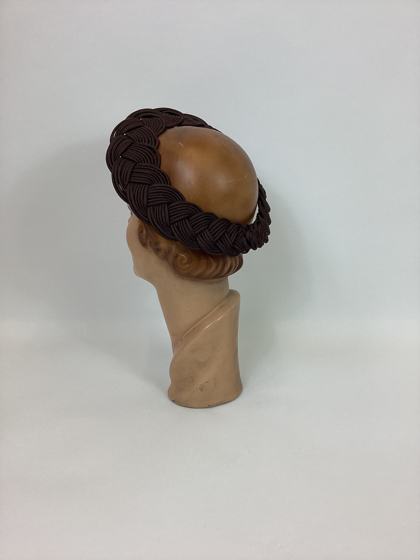 Original 40’s Darling Plaited Headpiece - In Chocolate Brown