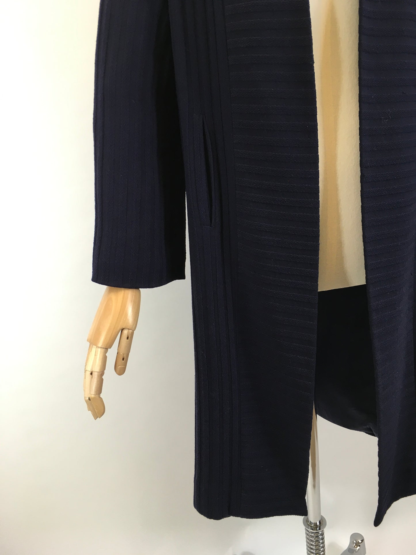 Original Mid to Late 1930’s Navy Edge to Edge Coat - In A Beautiful Woollen Textured Crepe