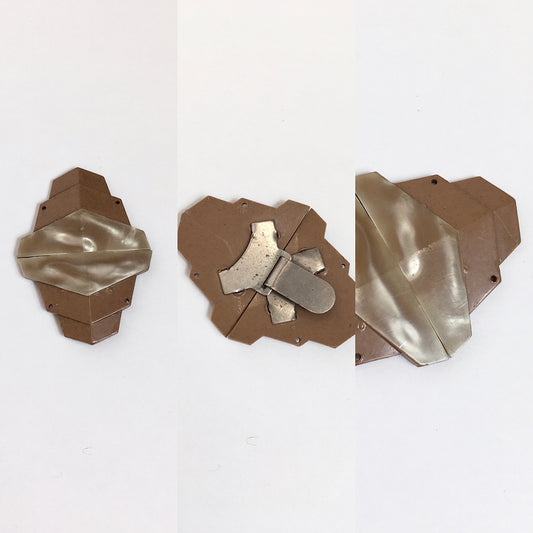 Original 1920's / 1930's Early Celluloid Buckle - In Deco Shaping in Warm Taupe