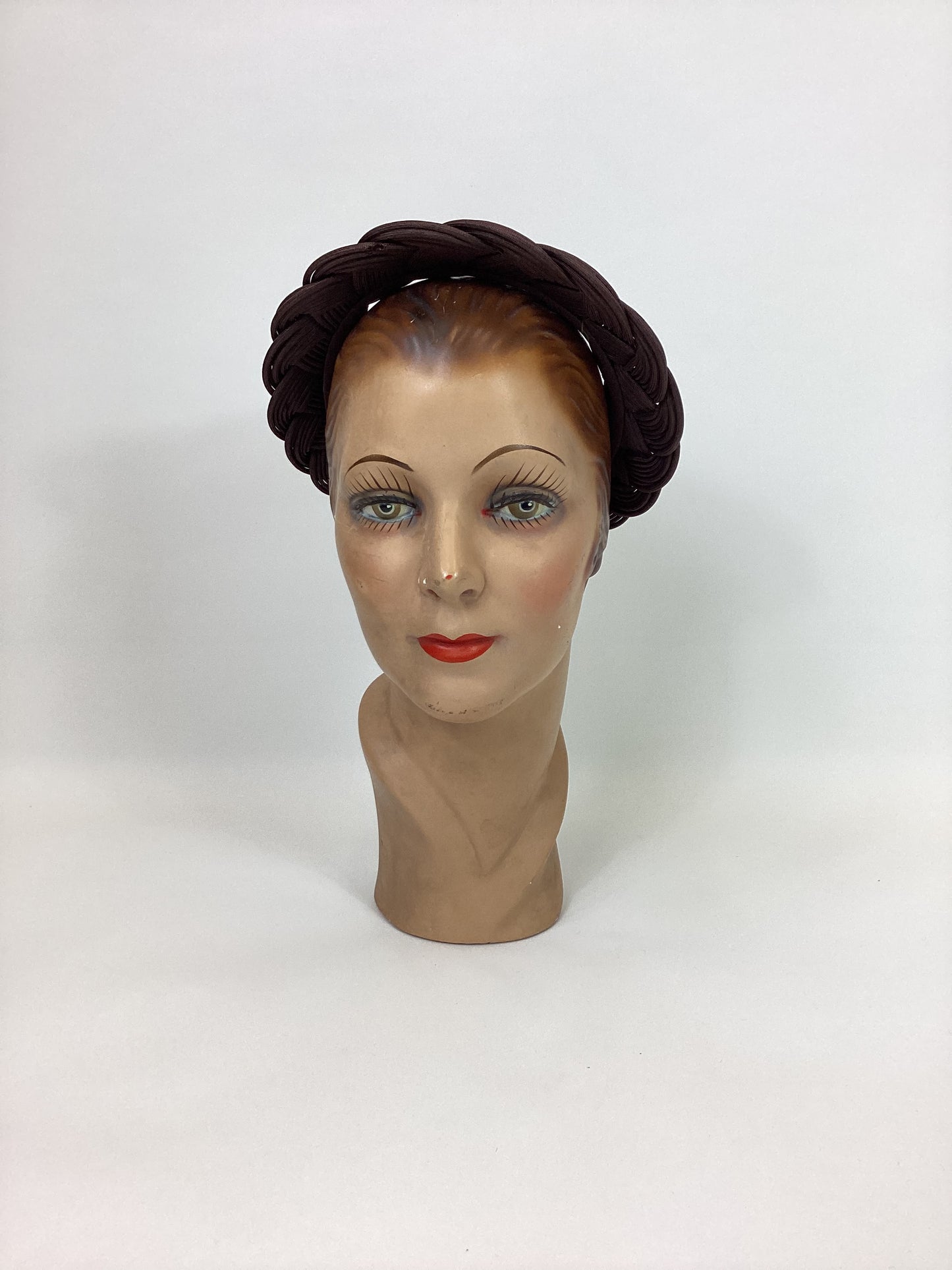Original 40’s Darling Plaited Headpiece - In Chocolate Brown