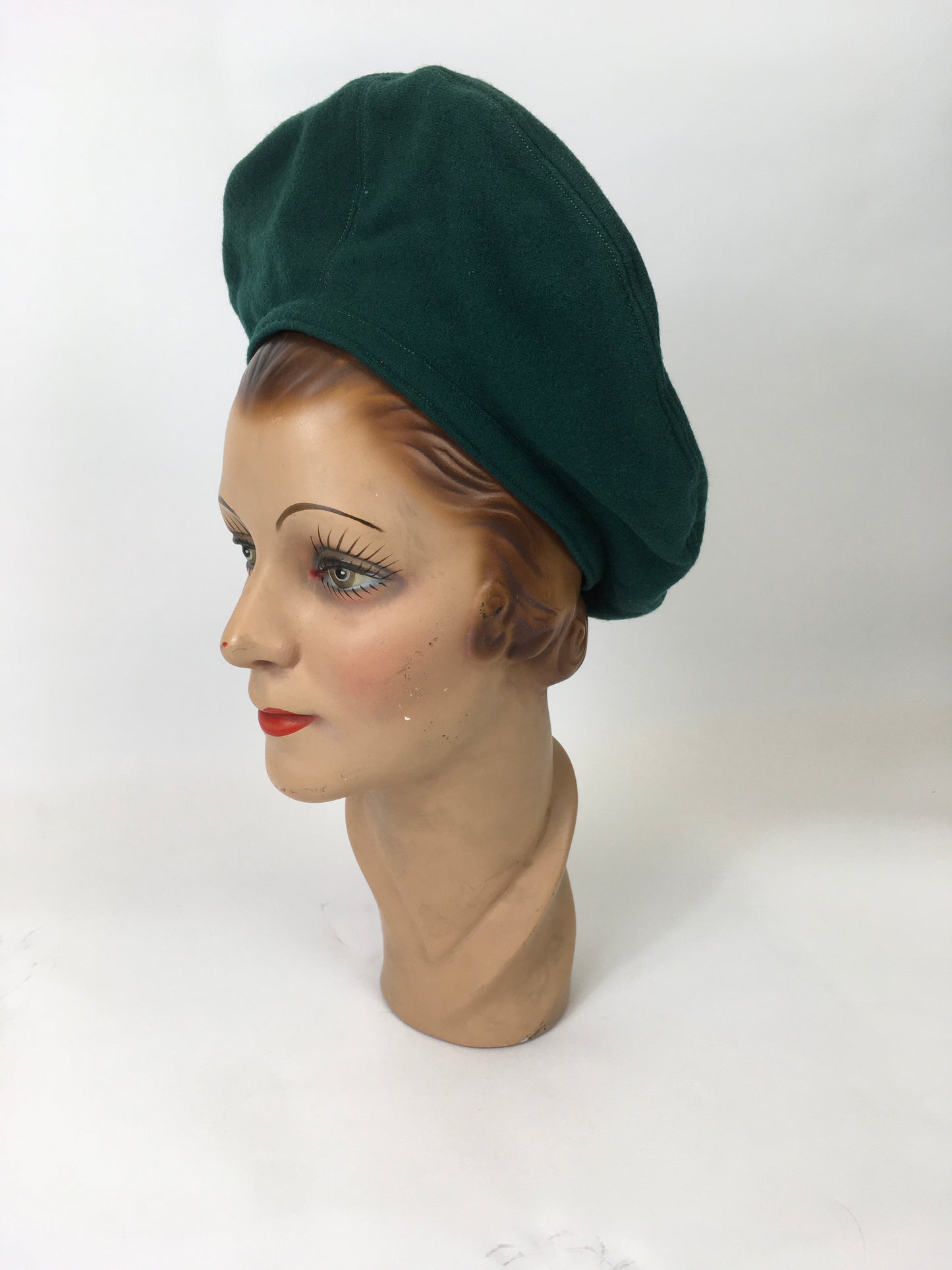 Original 1940’s Halo Beret - In A Stunning Forest Green Wool