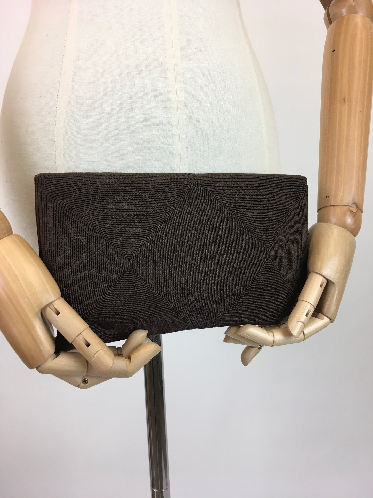 Original 1940's Darling Corde Clutch Handbag - In A Warm Chocolate Brown