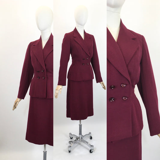 Original 1940's Darling 2pc Suit - In A Deep Berry Wine
