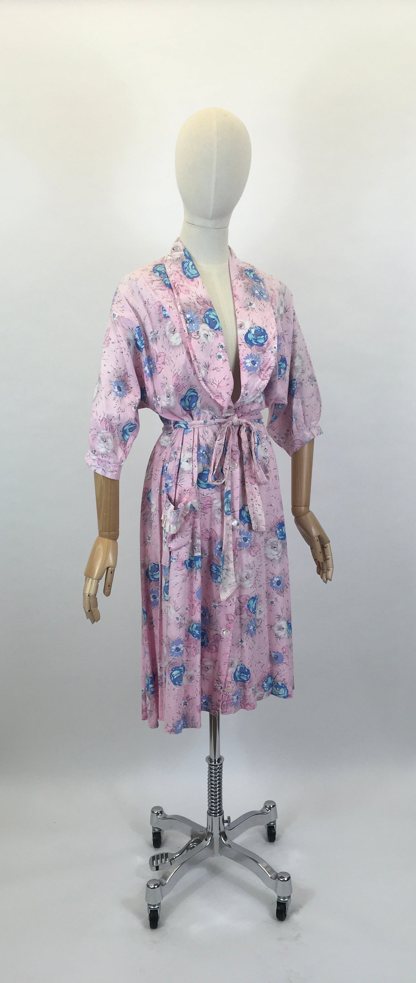 Original 1950’s Floral Cotton Dressing Gown - As is Condition