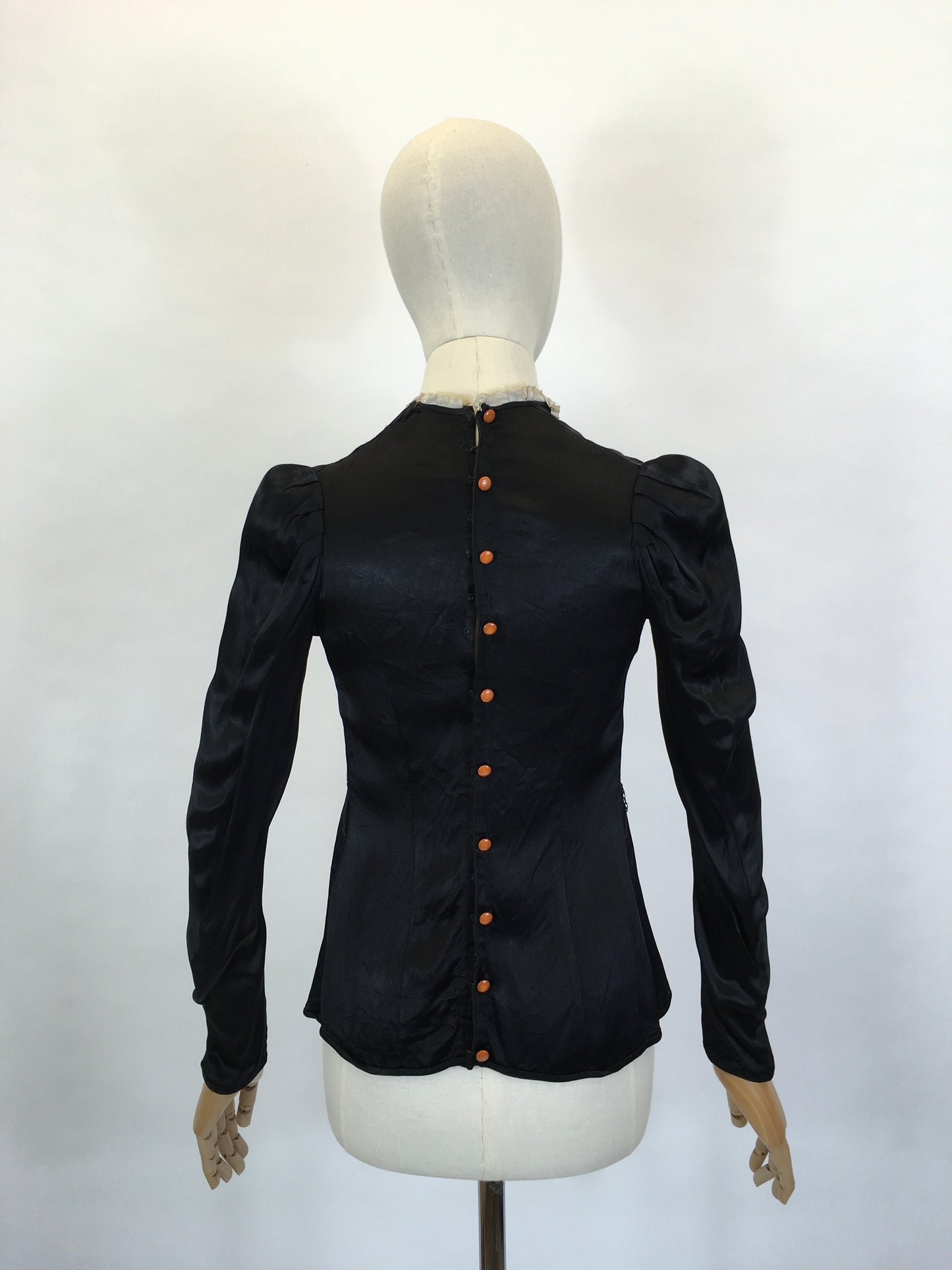 Original 1930’s Black Silk Blouse - With Stunning Details