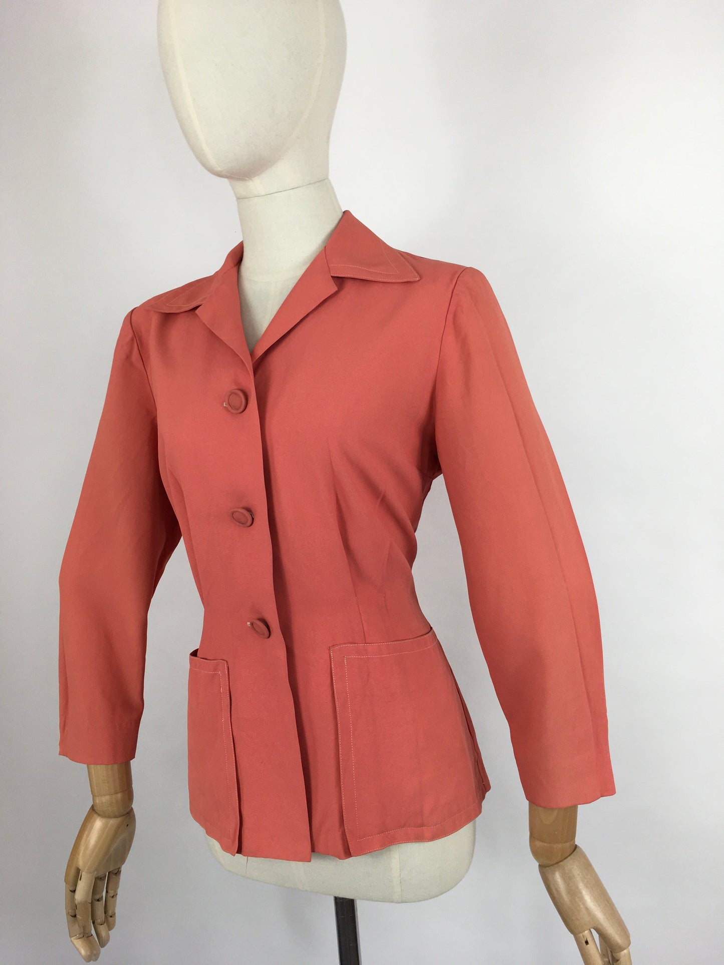 Original 1940s  Summer Jacket With Back Belt Detailing  - In A Fabulous Coral Colour ‘ A Bobby Ann Original’