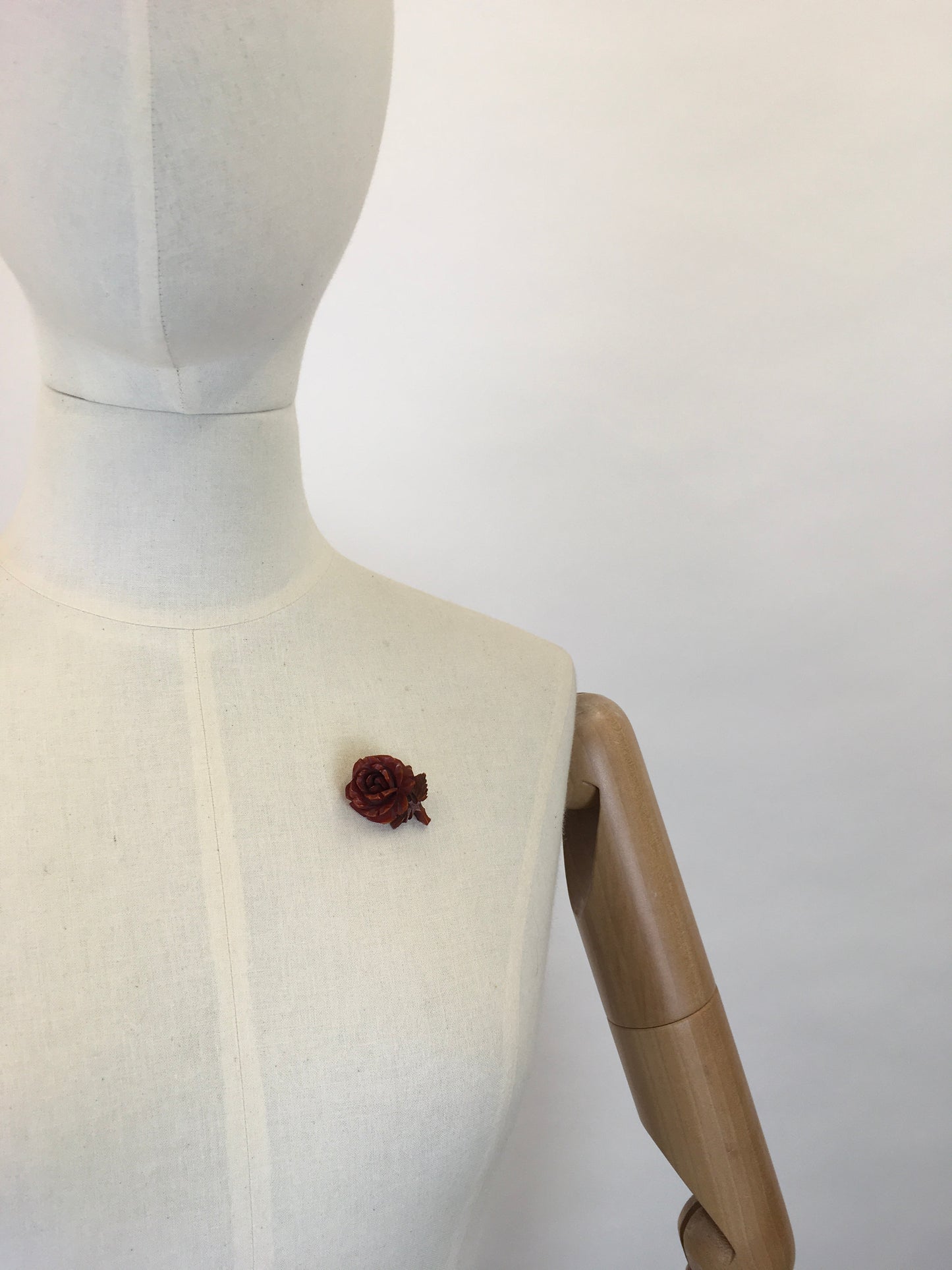 Original 1940s Rose Celluloid Brooch - In a Lovely Warm Brown