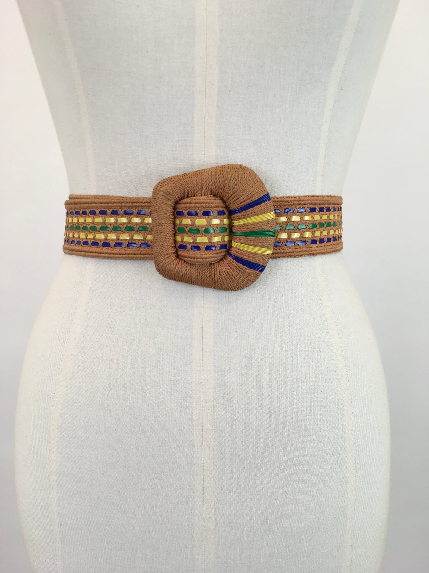 Original 1940's Darling Belt With Plastic Cord Detailing - In Soft Pink, Blue, Yellow & Green