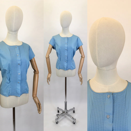 Original 1950’s Blue Cotton Blouse - By ‘ St. Michael’