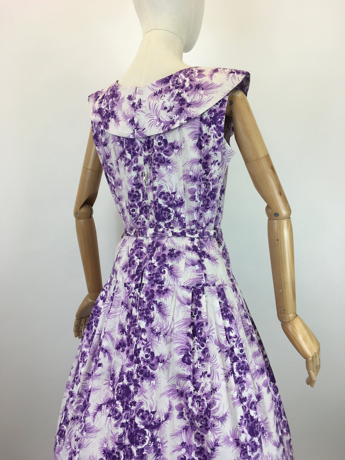 Original 1950’s Cotton Day Dress - In A Darling Rich Purple and Soft Lilac Floral