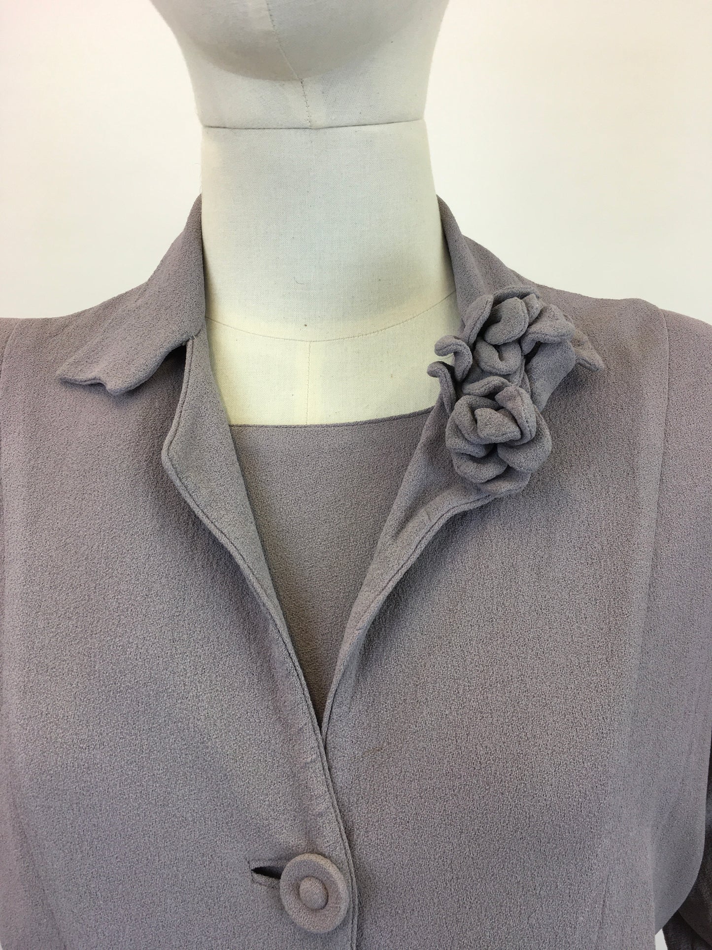 Original 1940's Stunning VOLUP Going Away Dress and Jacket Set - In A Pale Mauve