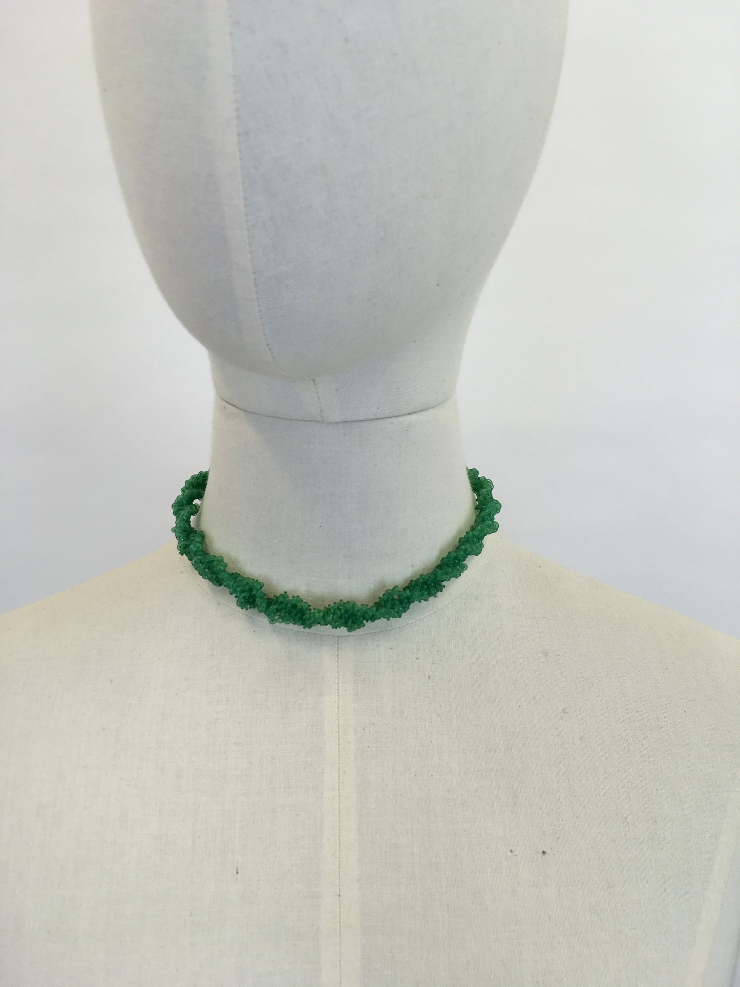 Original 1940’s Telephone Wire Necklace ‘ Scoobie’ - In a Grassy Green