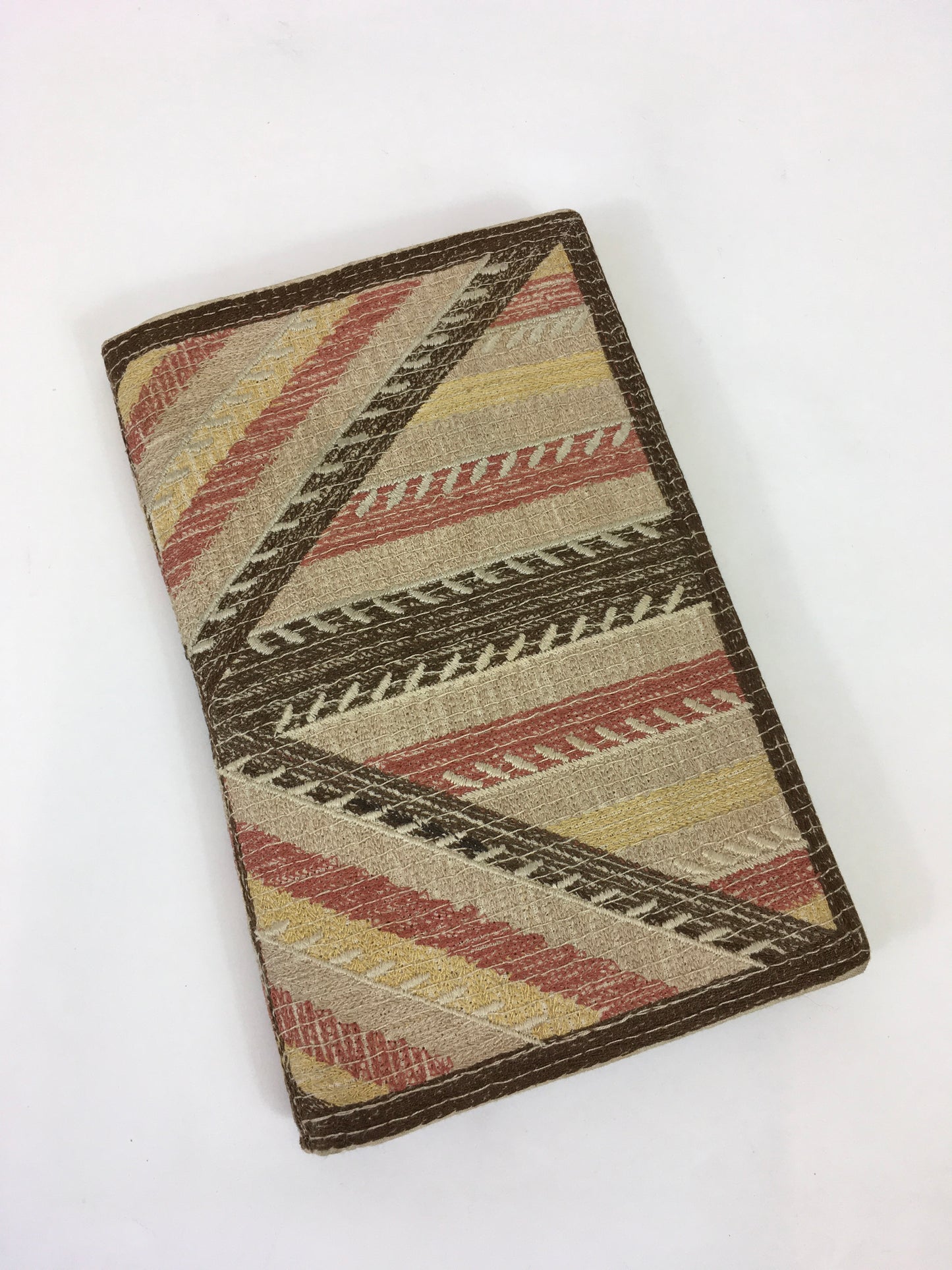 Original 1930's Darling Clutch Fabric Handbag - In a Warm Brown, Soft Orange and Beige Cloth