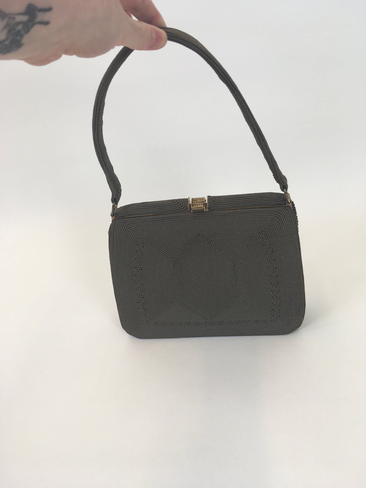 Original 1940s ‘ Corde’ Bag, Made in England - In a Lovely Grey Toned Brown