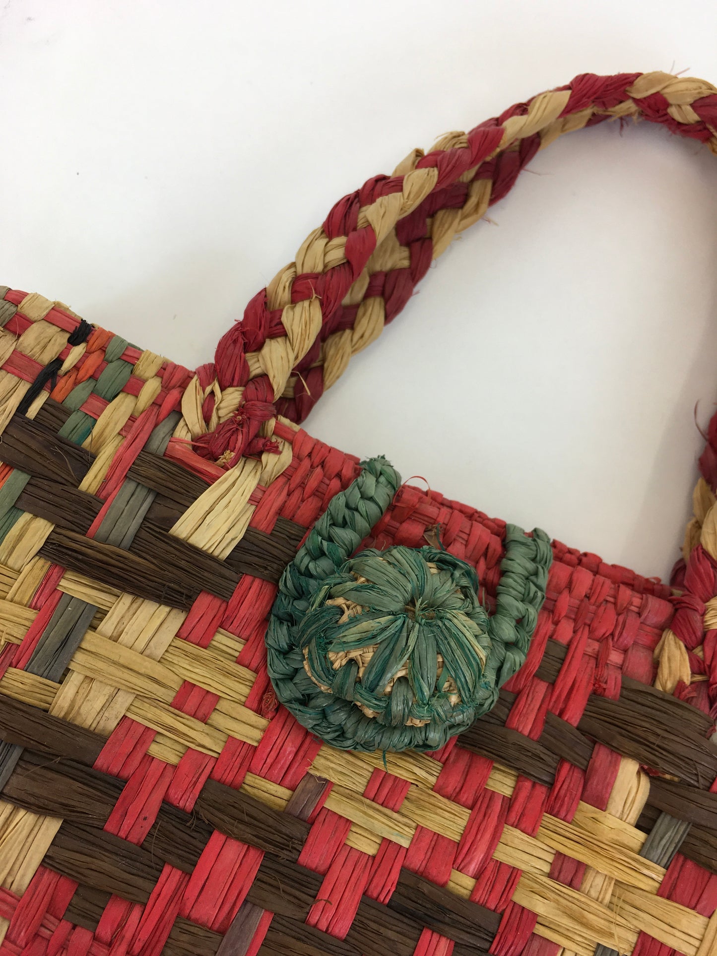 Original 1930’s/ 1940’s Raffia Straw Handbag - In Multicoloured Tones