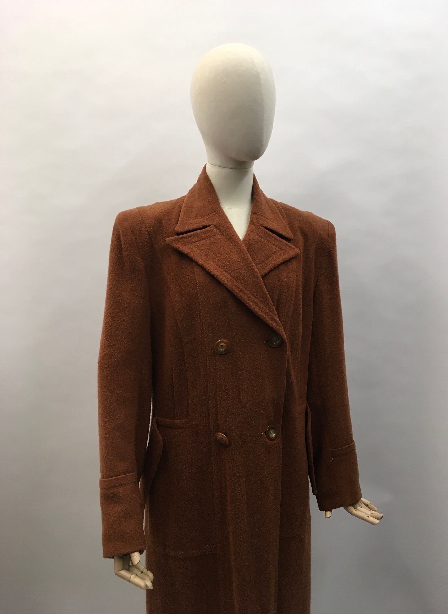 Original 1940s Utility CC41 Rust Coat - Exquisitely Tailored in a lovely soft rust wool