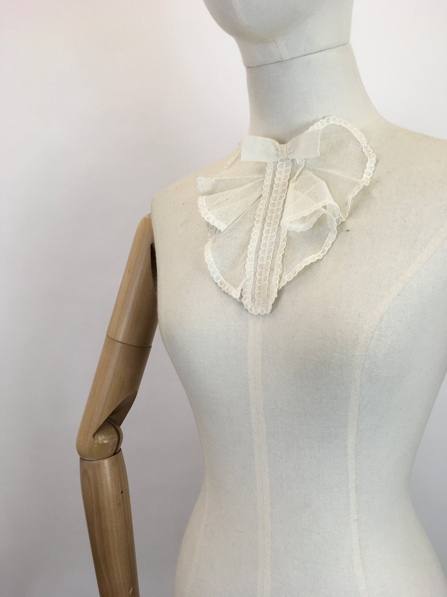 Original 1920's Fabulous Dickie - Made From A Fine Net with Lace And Bow Adornment