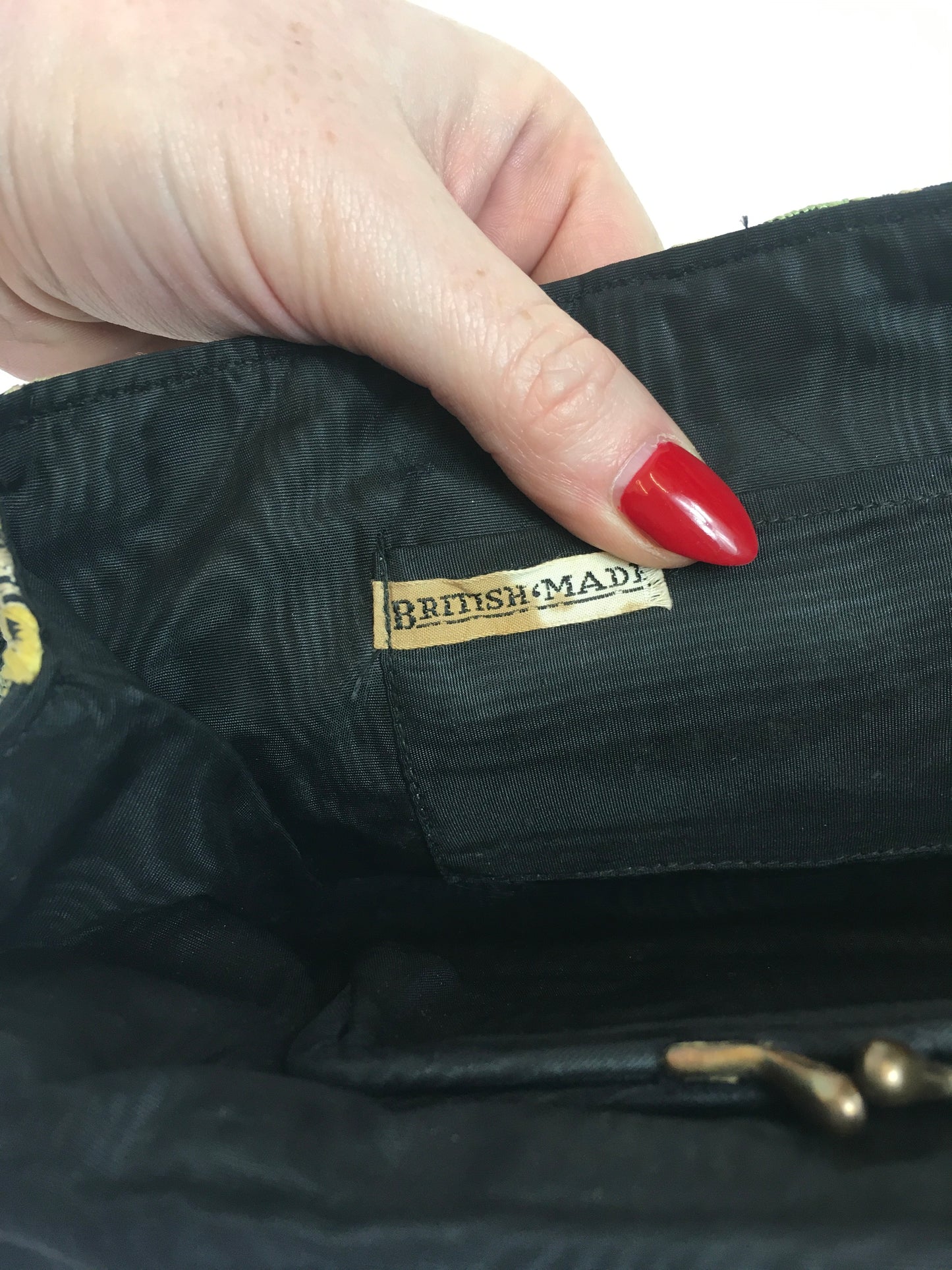 Original 1930's Exquisite Embroidered Crepe Clutch Handbag - In Black with Lilacs, Pinks, Pale Blues and Green