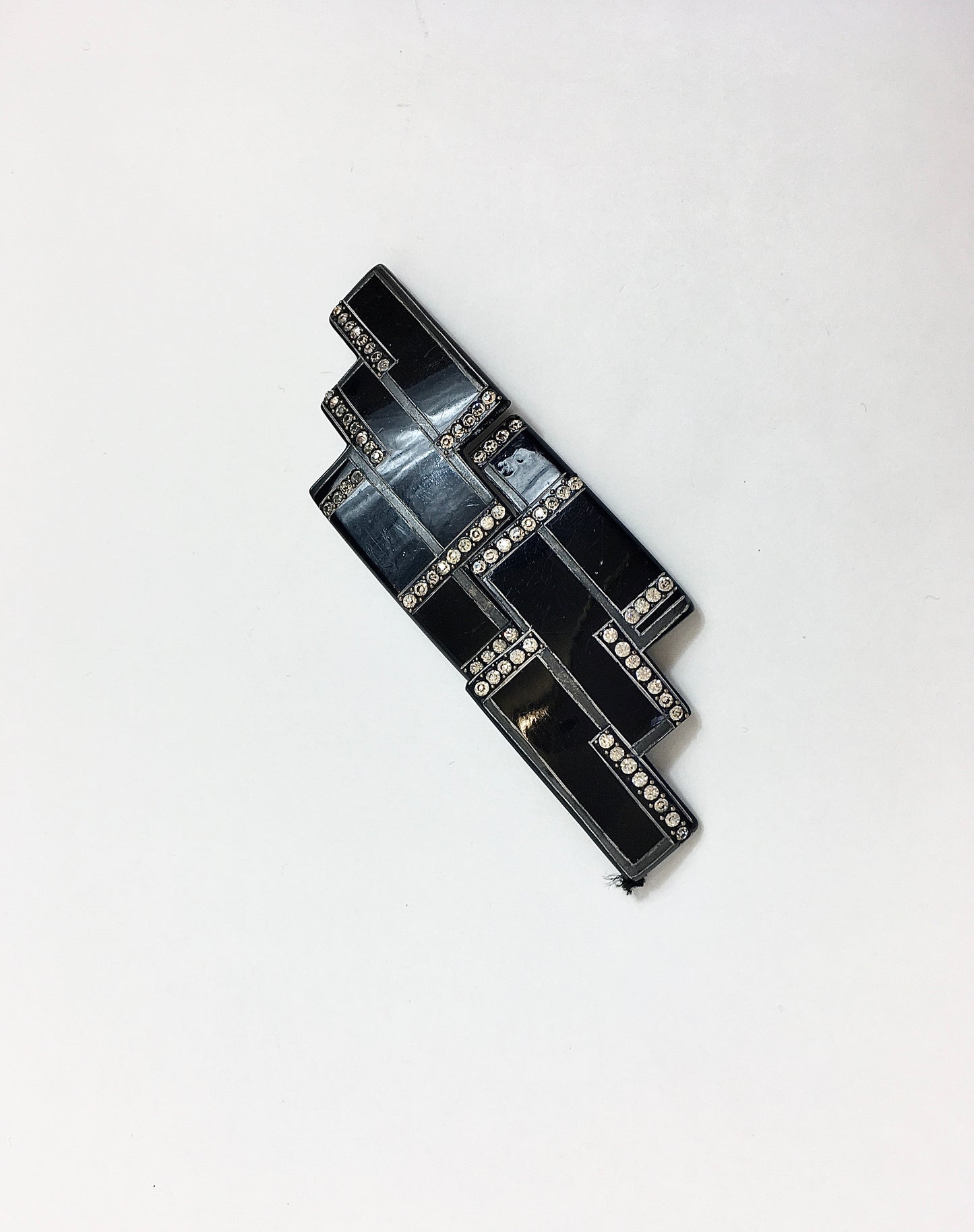Original 1920's / 1930's Large Art Deco Buckle - With Stunning Deco Lines and Paste Details