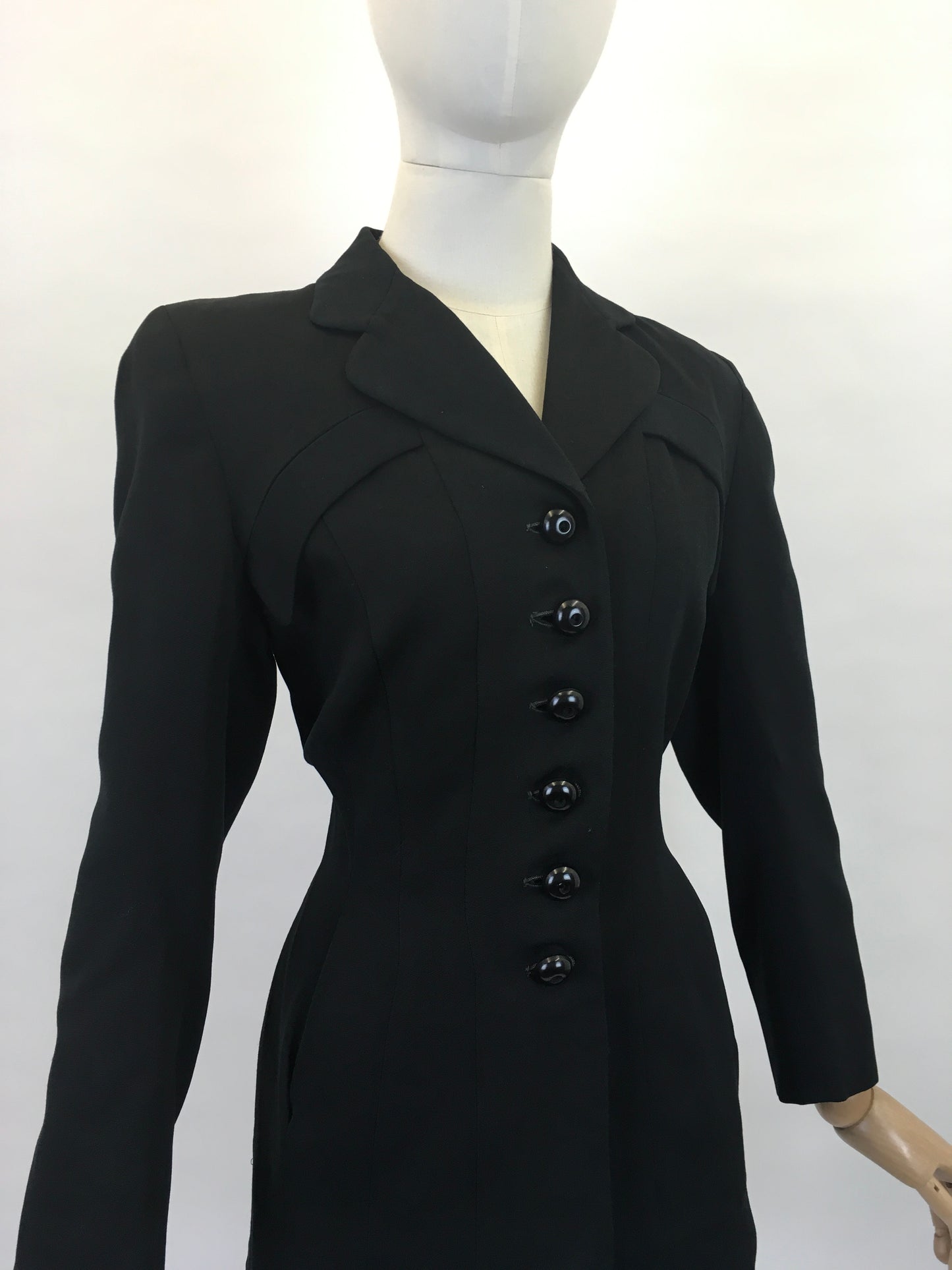 Original 1940s Black Longline Jacket - With a ‘ Vogue Original ‘ Label