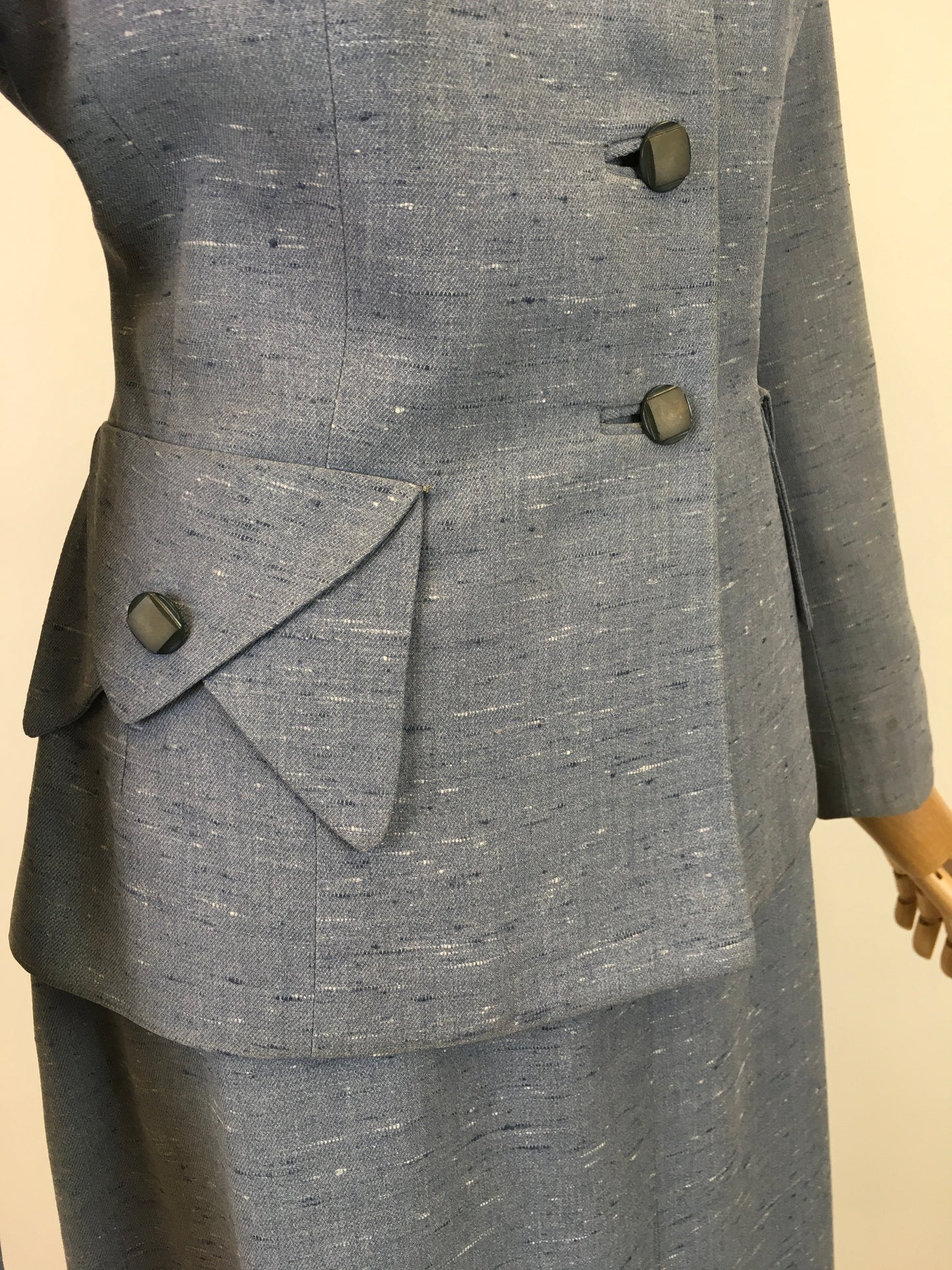 Original Late 1940’s early 1950’s Atomic Fleck 2pc Suit - In a Lovely Powdered Blue