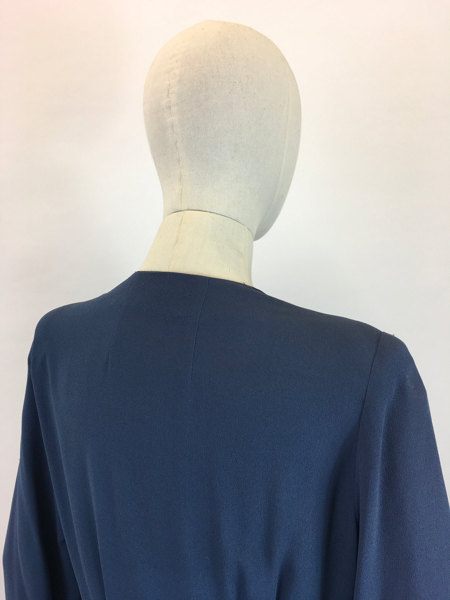 Original 1940's Sublime Two Tone Crepe Dress With Illusion Cape - In Contrast Airforce & Powder Blue