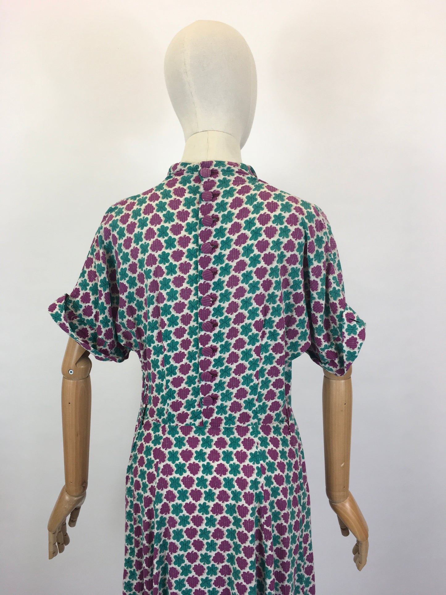 Original 1940’s Darling Day Dress As is - In Purple, Turquoise & White Seersucker