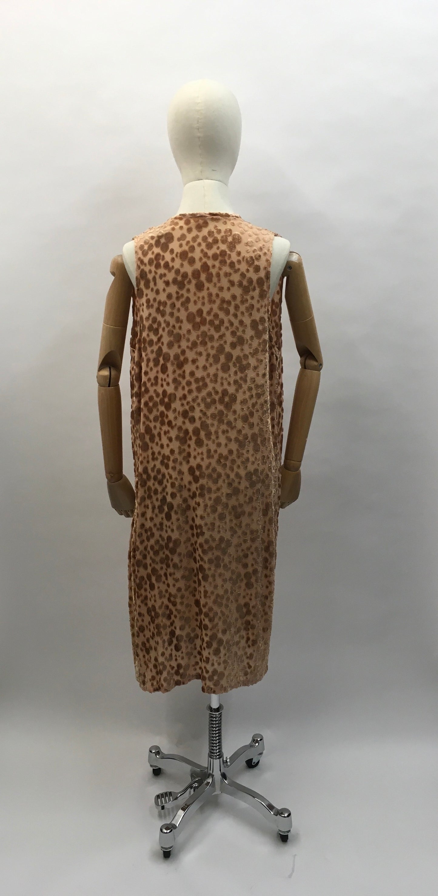 Original 1920’s Devore Dress - In a soft beige tone featuring ruched detailing
