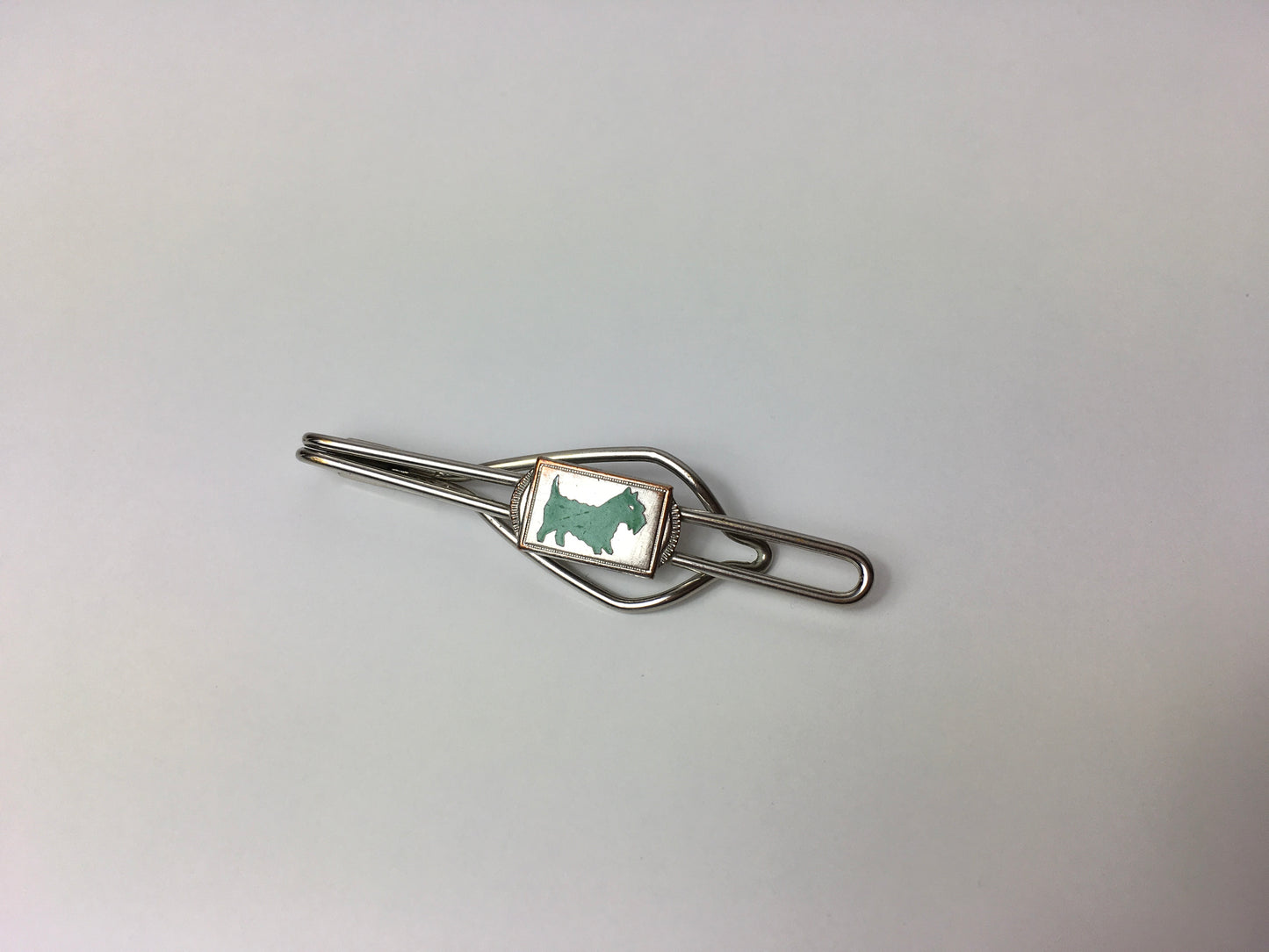 Original Gents Tie Pin - With a lovely Deco Green Scottie Dog Motif