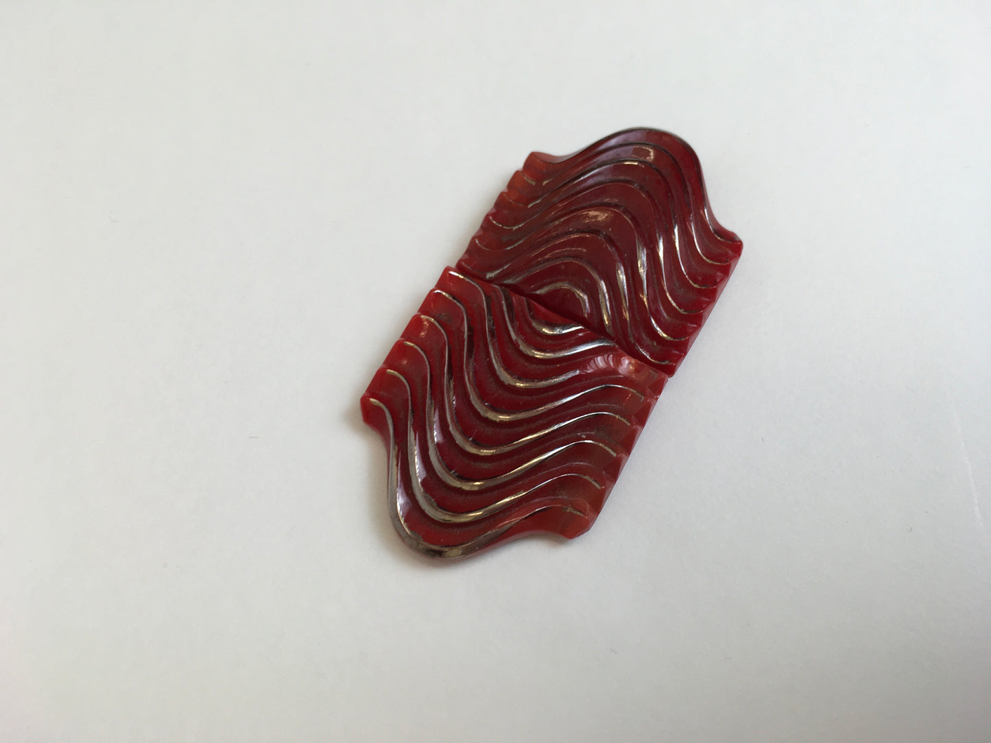 Original 1930’s Art Deco Red Glass Buckle - With Fabulous Detailing