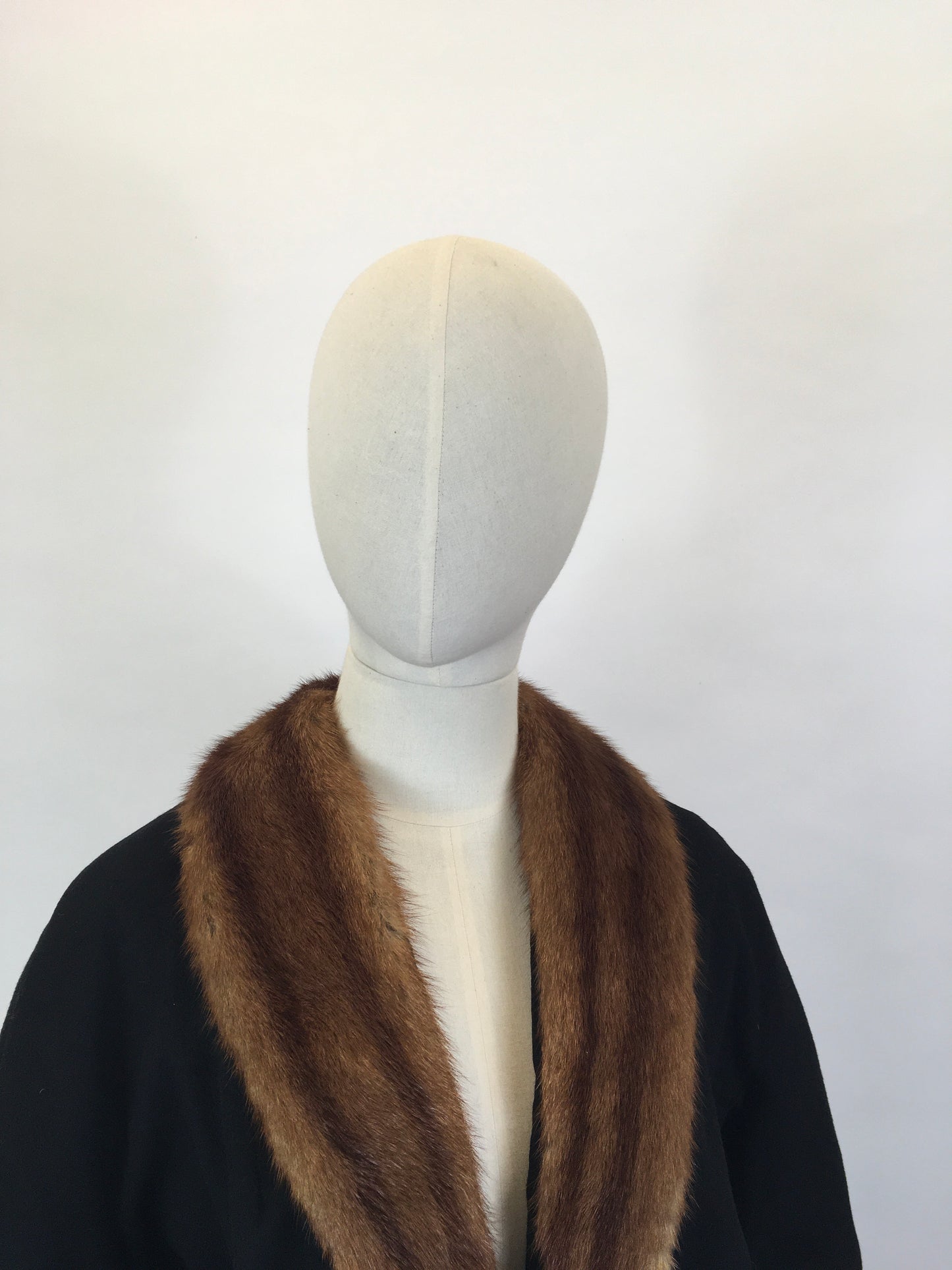 Original 1940’s Black Woollen Fitted Jacket - With Mink Trim to the Leading Edge