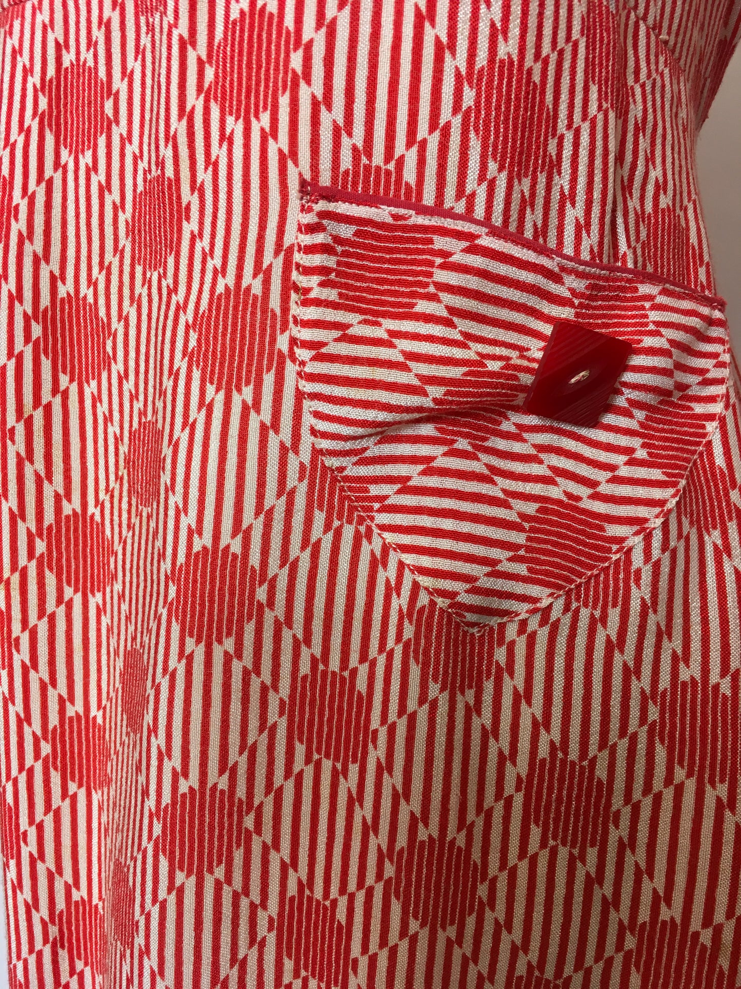 Original 1930’s Stunning Geometric Print Day Dress - Festival of Vintage Fashion Show Exclusive