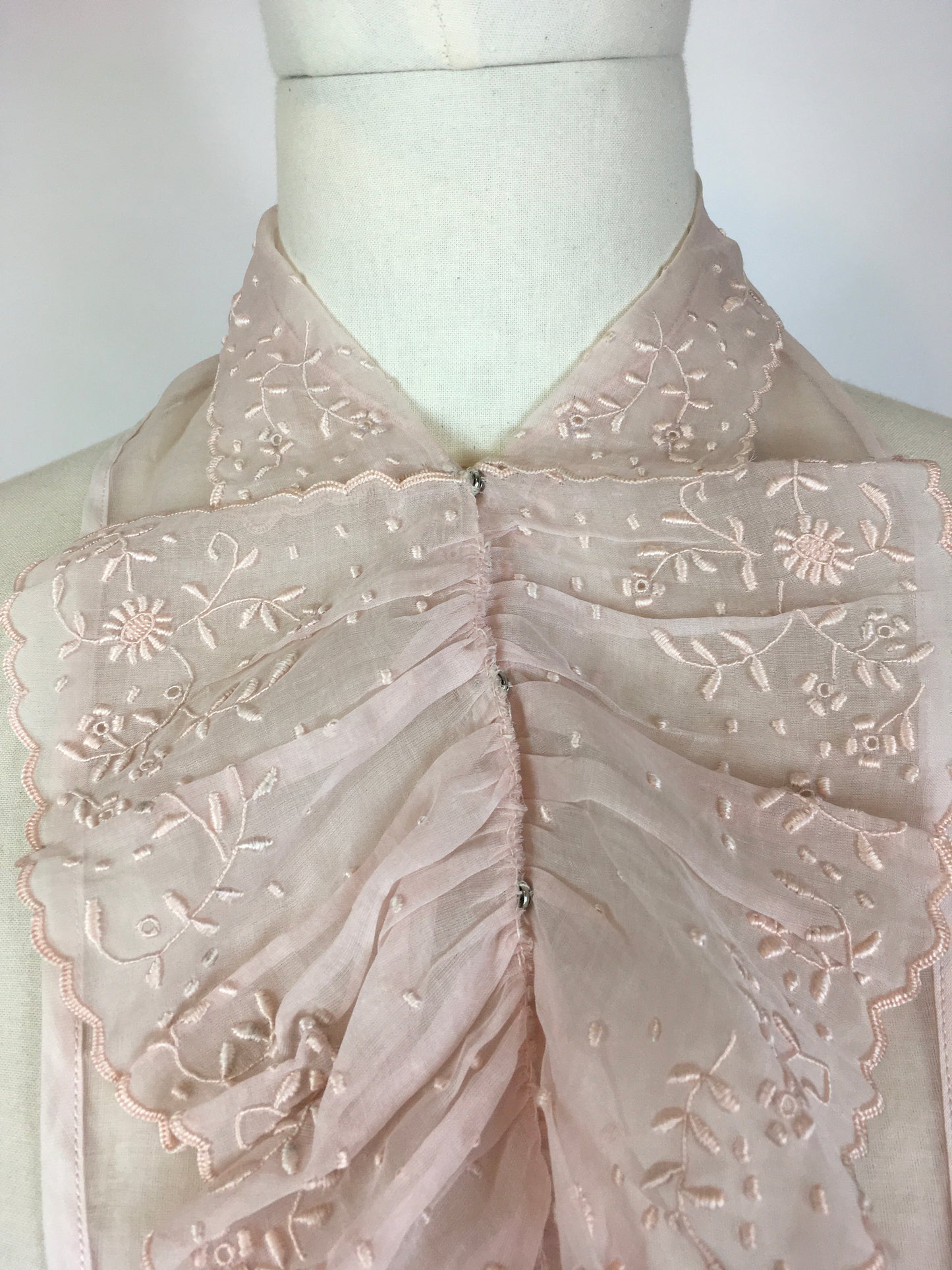 Original 1930’s Broderie Anglaise Dickie - By Saks Fifth Avenue in A Powdered Pink