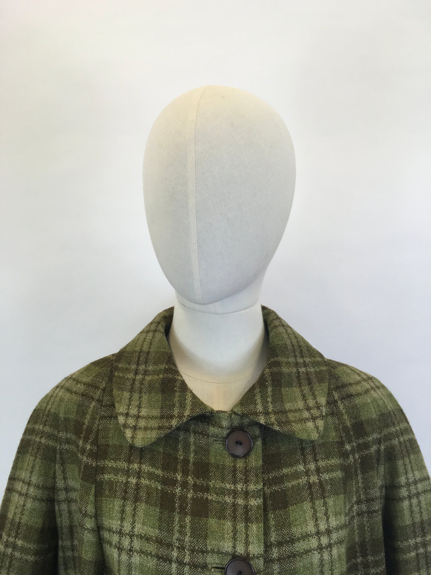 Original 1950’s FABULOUS Green Check Jacket/ Coat - Classic 50’s Styling & Great Pockets