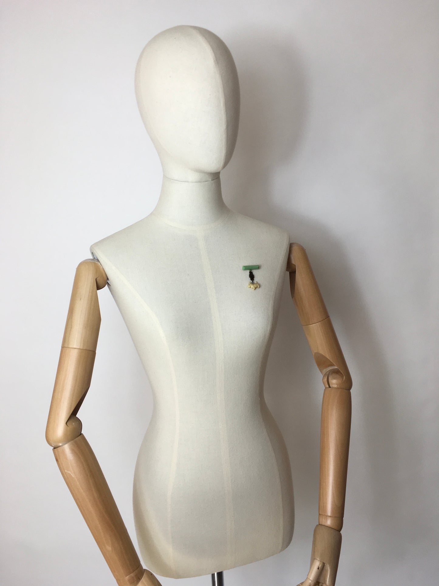 Original 1940’s War Time Dog Bar Brooch - In a Lovely Mint Green with Walking lead.