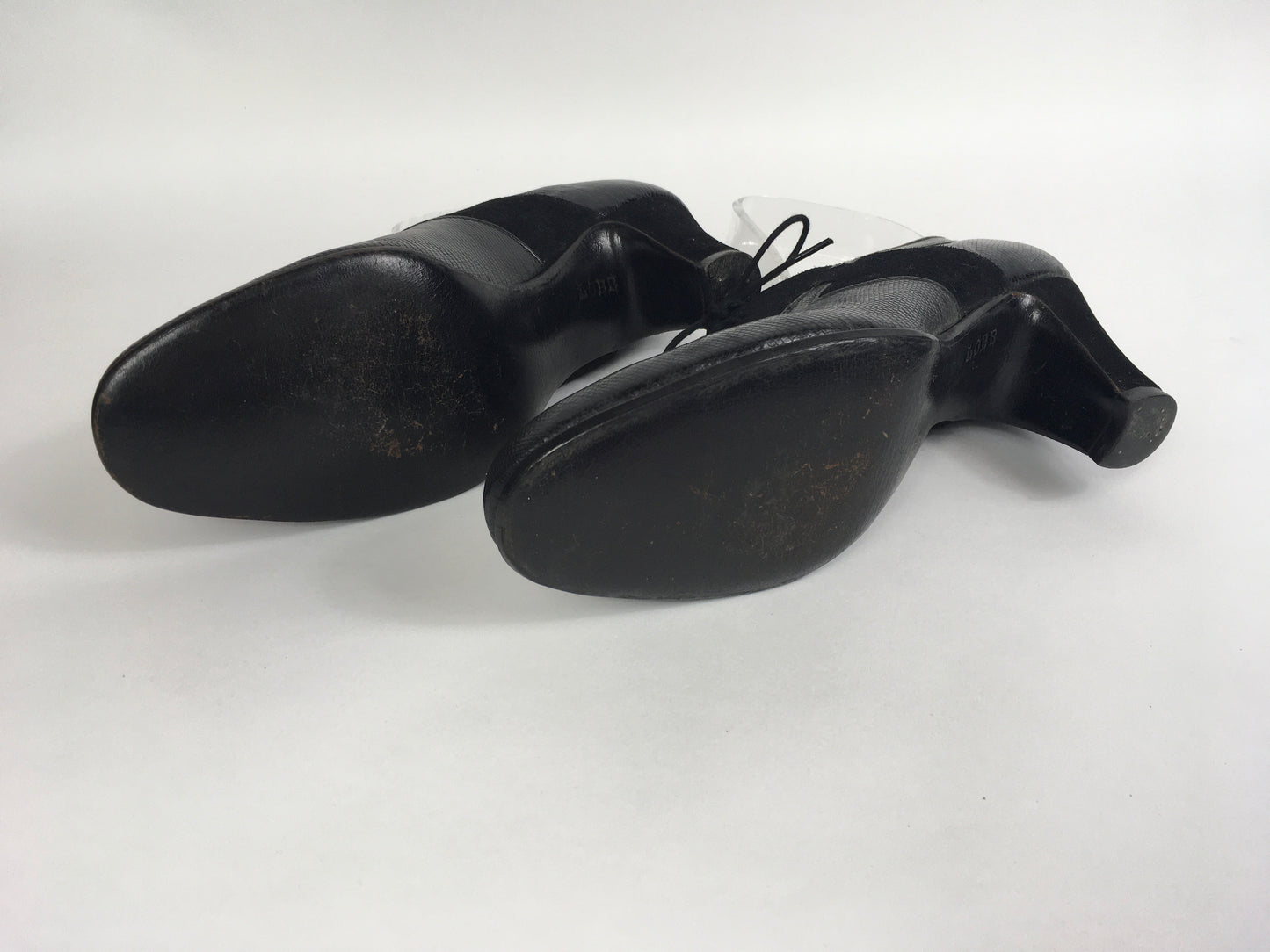 Original 1940’s Black Suede & Leather Heeled Brogues - Stunning Detailing And Shape